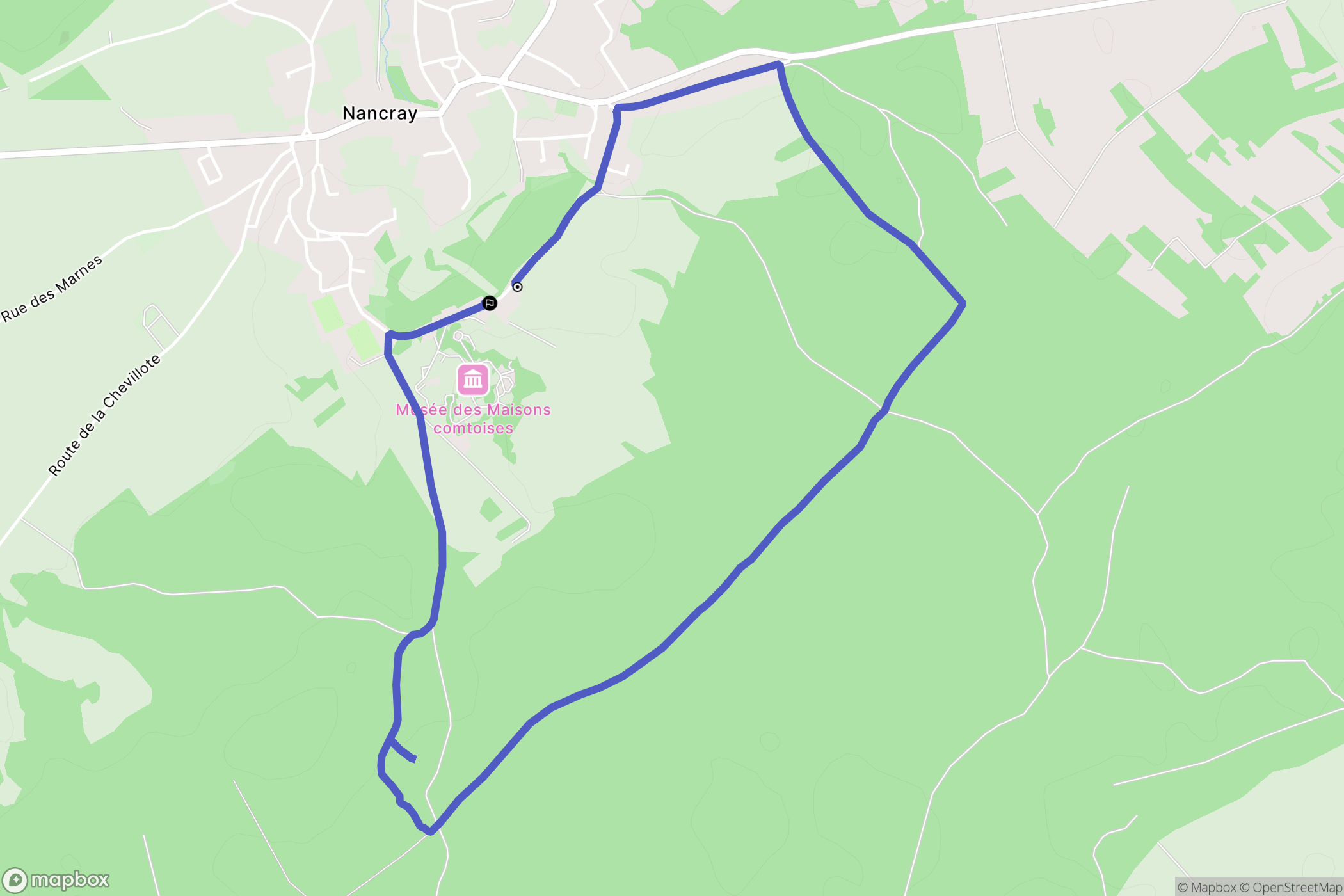 Nancray : carte du parcours de randonnée - France