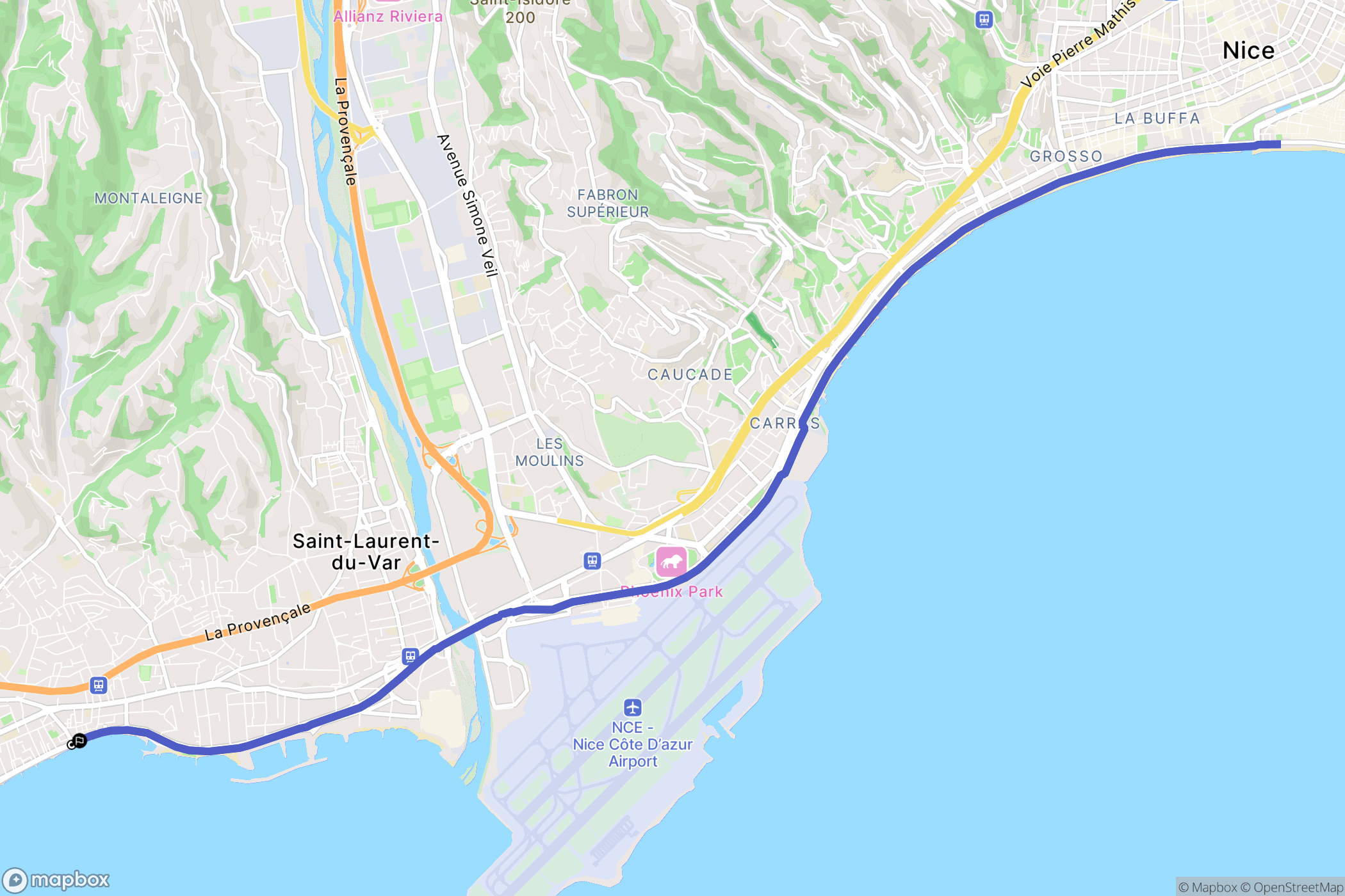 Cagnes-sur-Mer : carte du parcours de randonnée - France