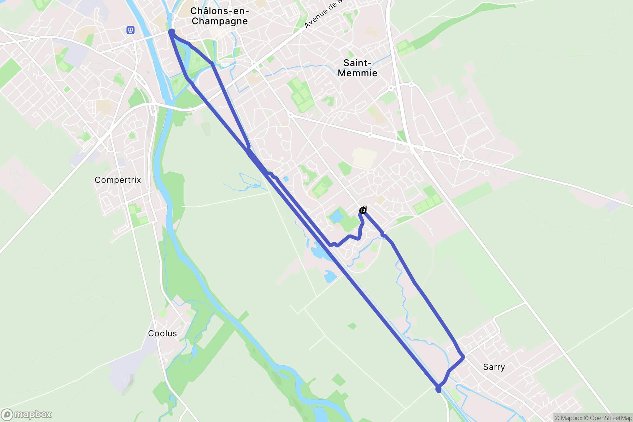 Châlons-en-Champagne : carte du parcours de randonnée - France