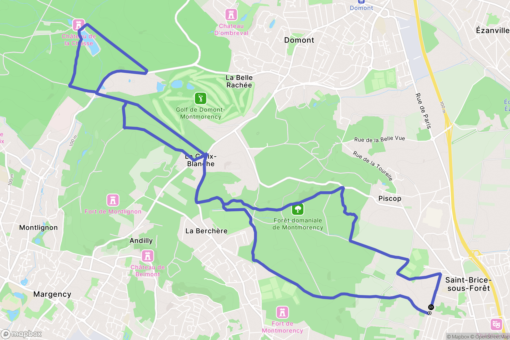 Saint-Brice-sous-Forêt : carte du parcours de randonnée - France