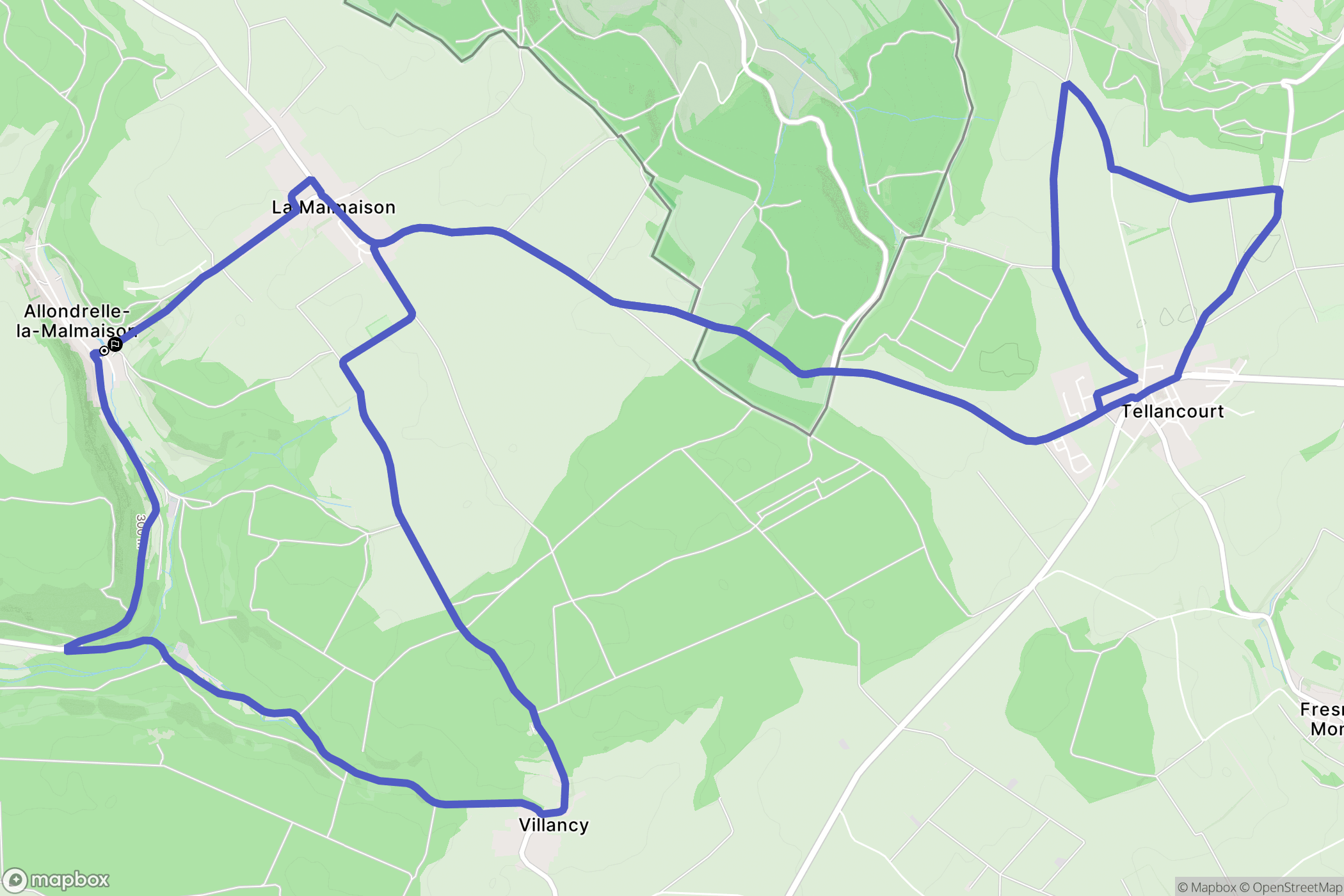 Allondrelle-la-Malmaison : carte du parcours de randonnée - France