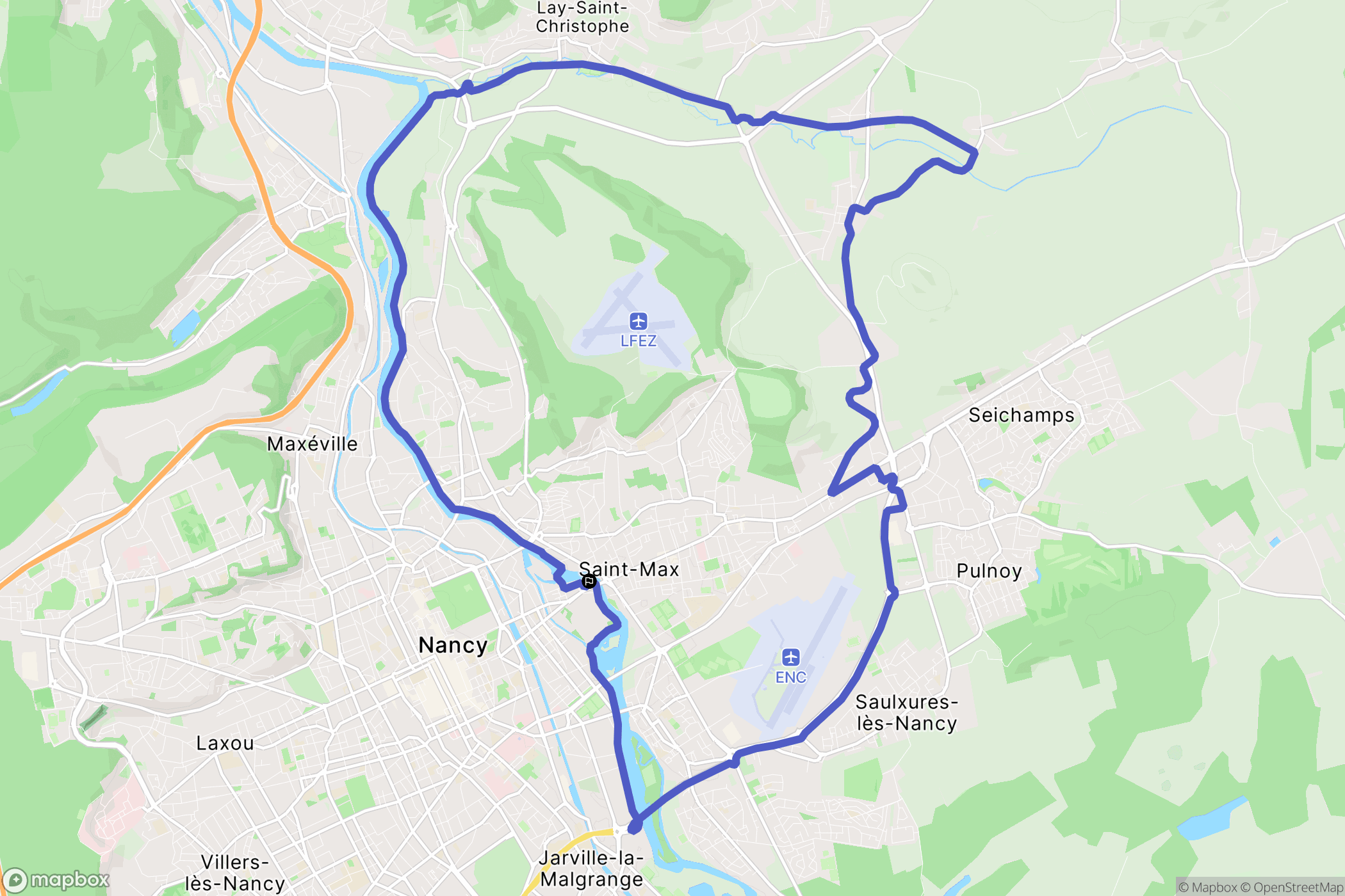 Nancy : carte du parcours de randonnée - France