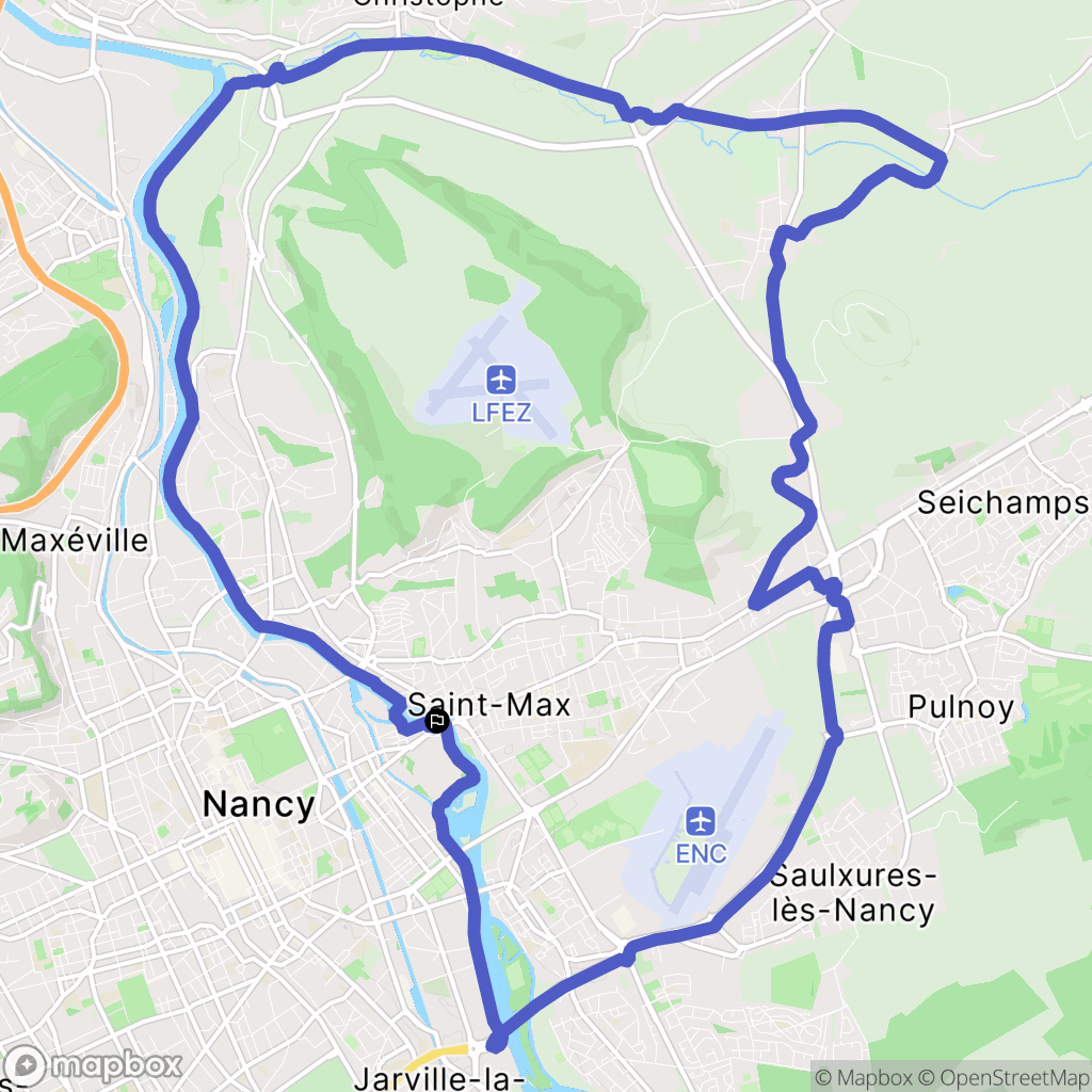 Nancy : carte du parcours de randonnée - France