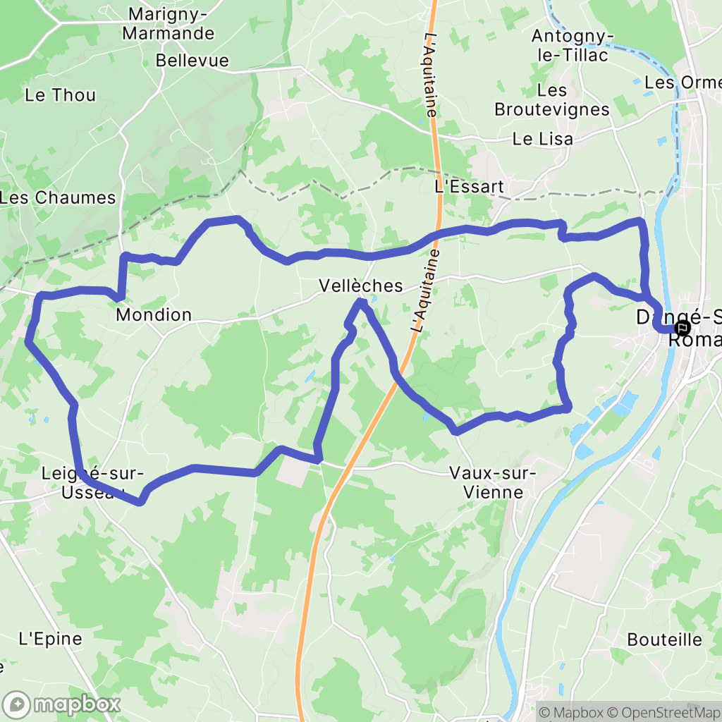 Dangé-Saint-Romain : carte du parcours de randonnée - France
