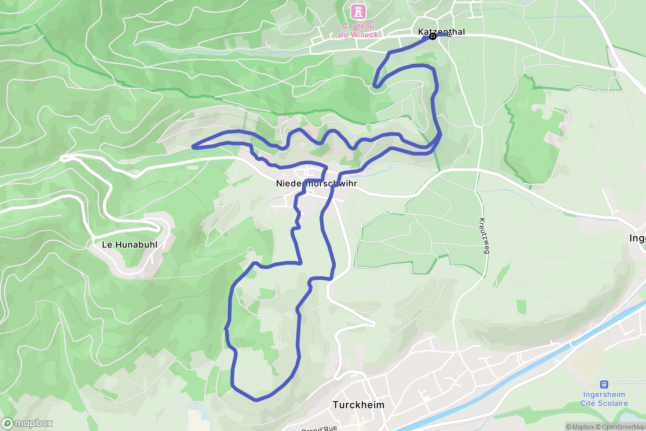 Katzenthal : carte du parcours de randonnée - France