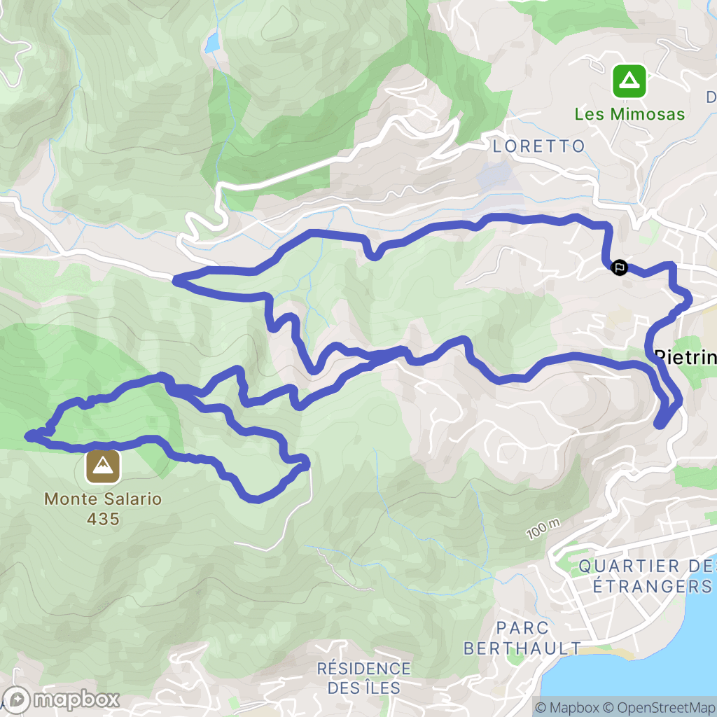 Ajaccio : carte du parcours de randonnée - France