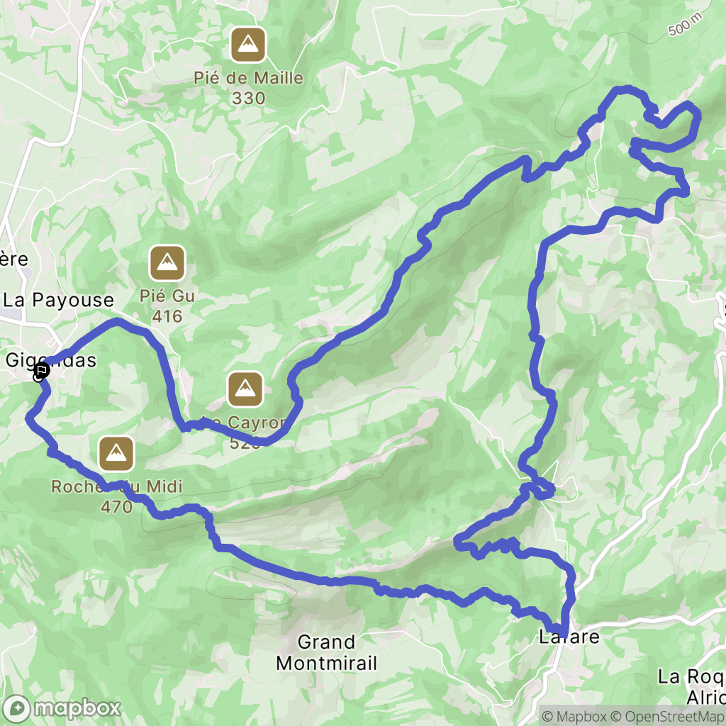 Gigondas : carte du parcours de randonnée - France