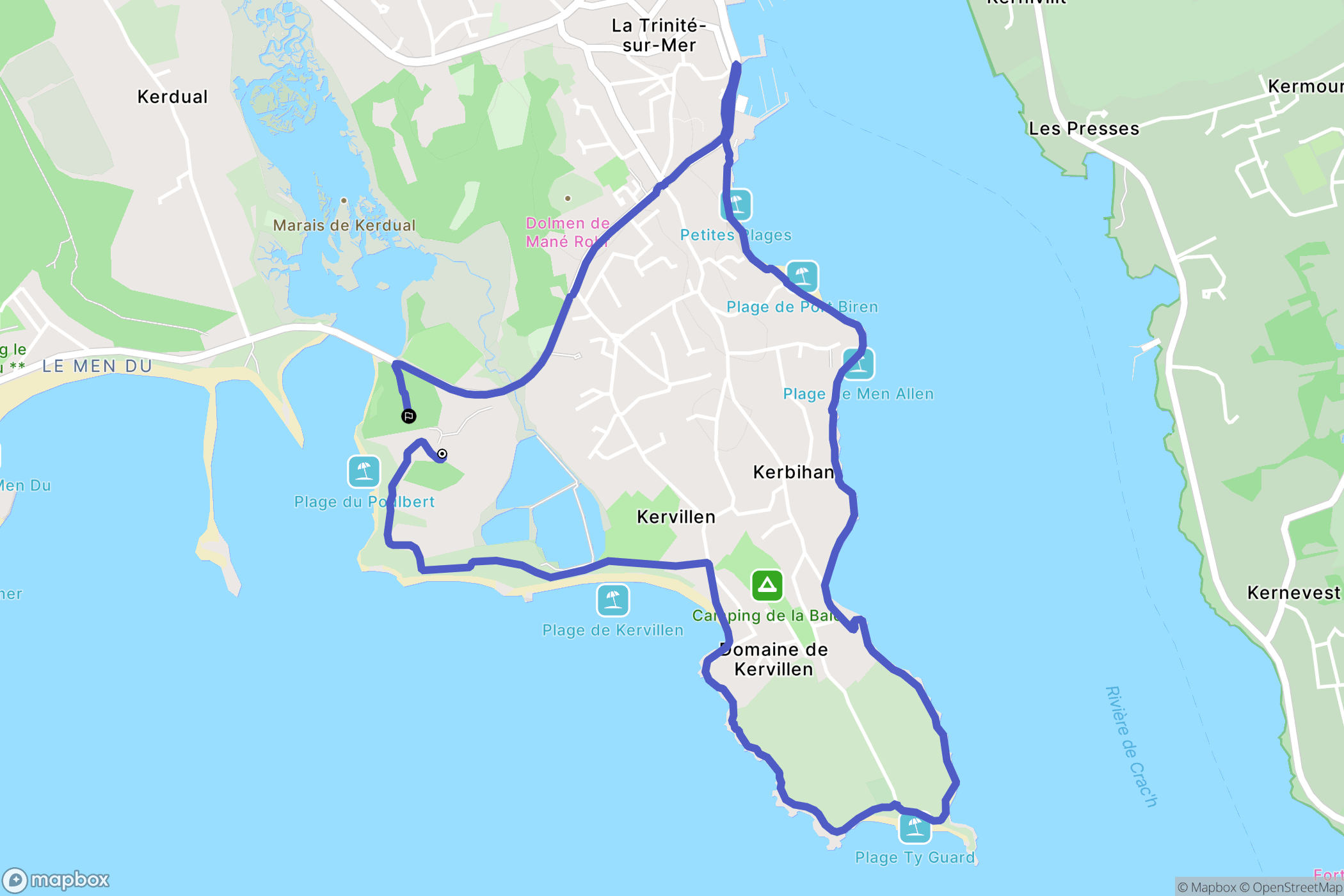 La Trinité-sur-Mer : carte du parcours de randonnée - France