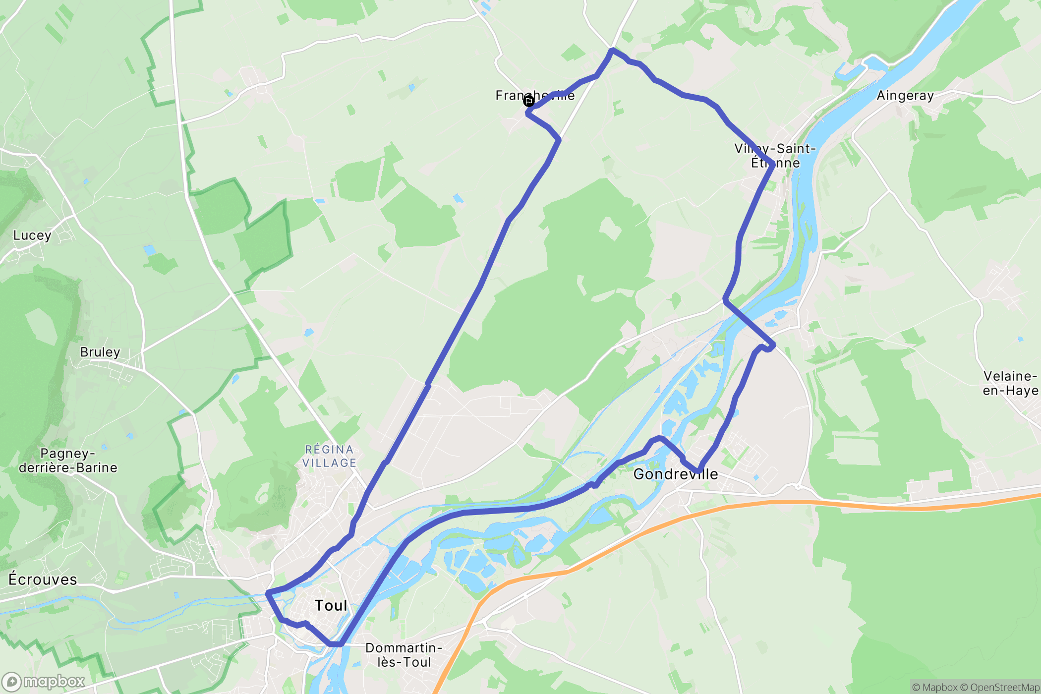 Francheville : carte du parcours de randonnée - France