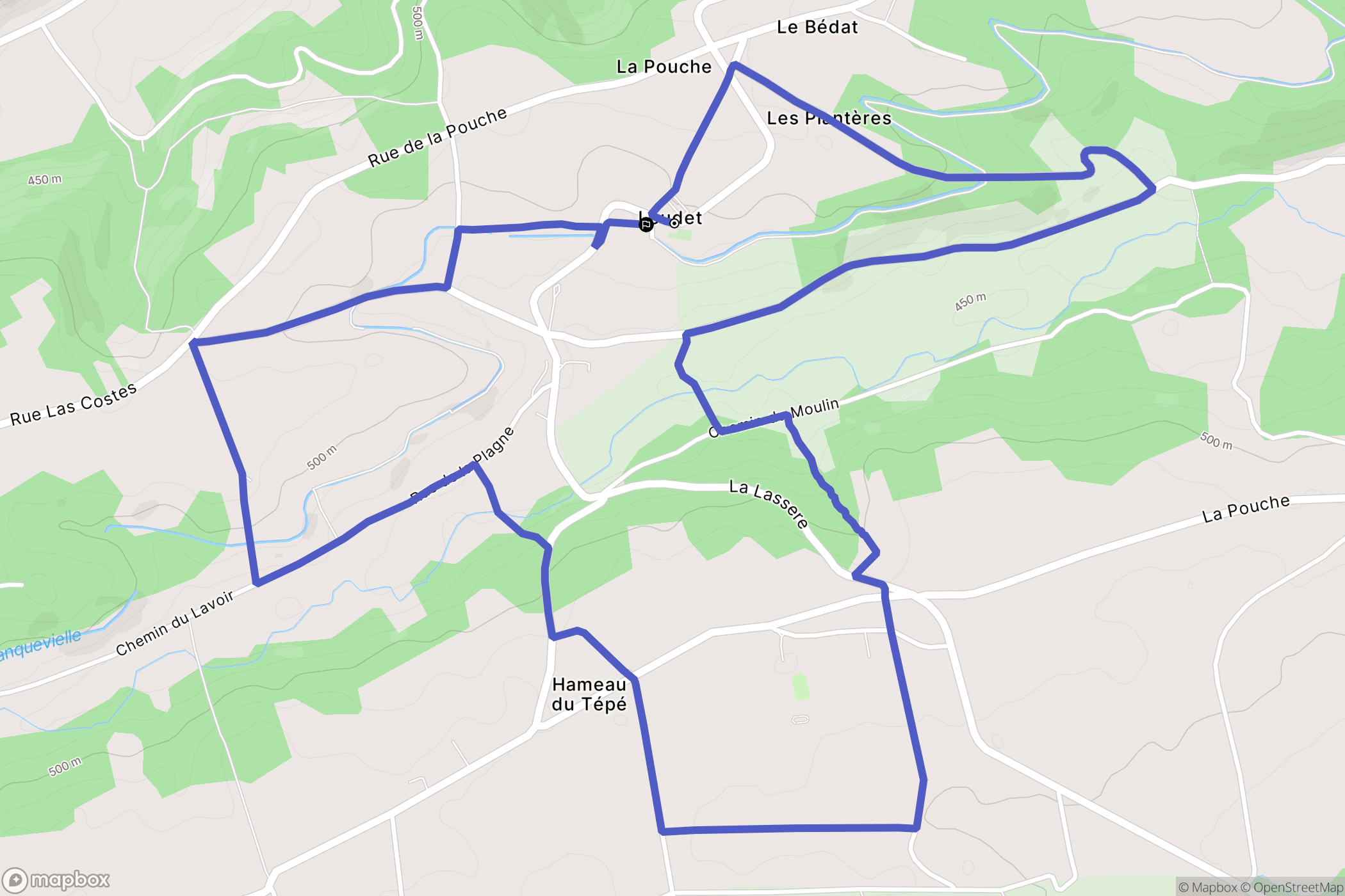 Loudet : carte du parcours de randonnée - France