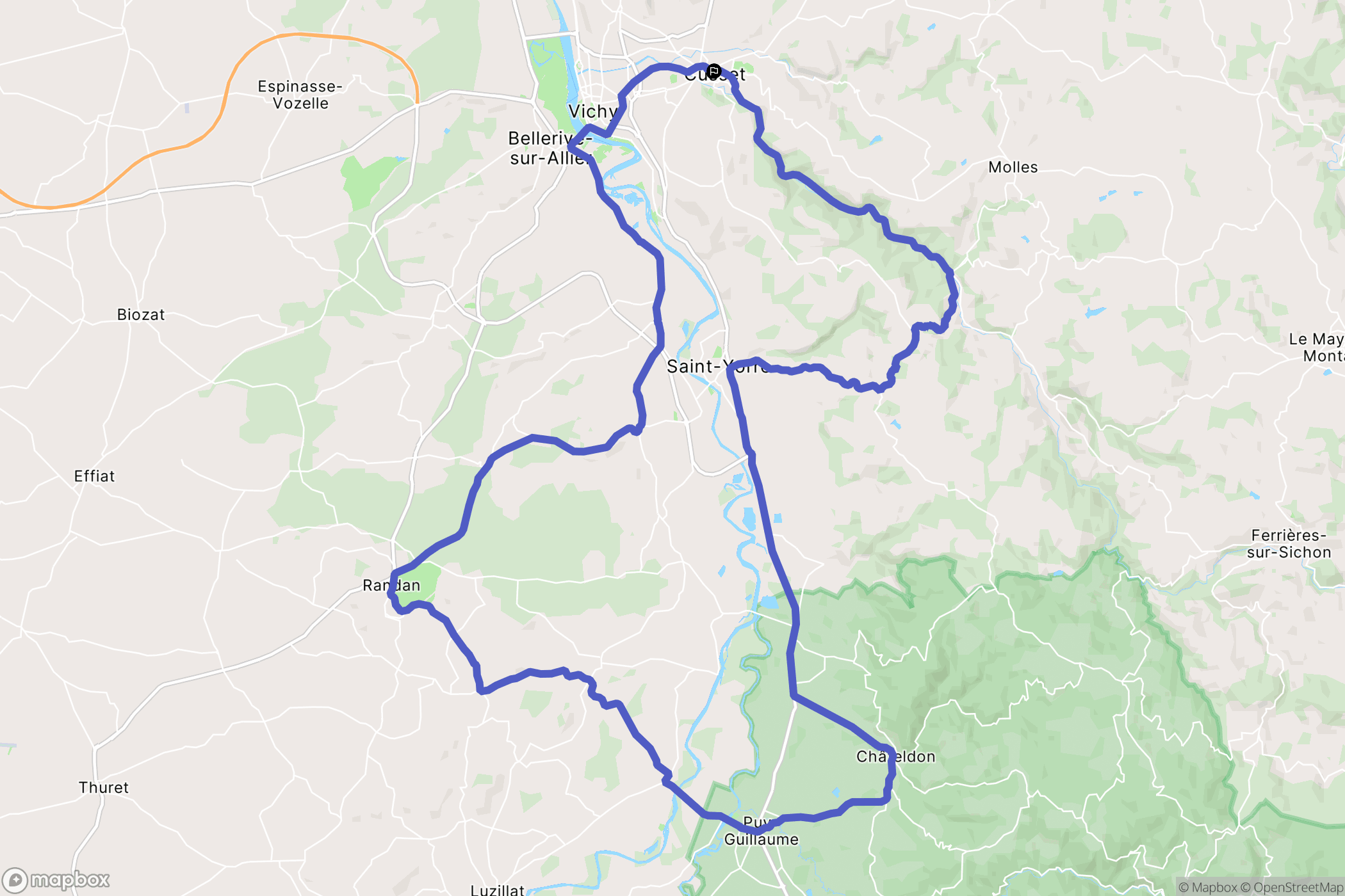 Cusset : carte du parcours de randonnée - France