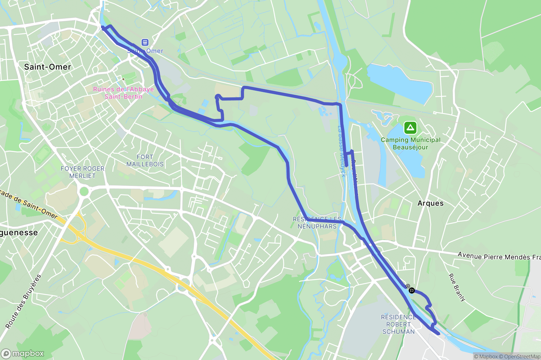 Arques : carte du parcours de randonnée - France