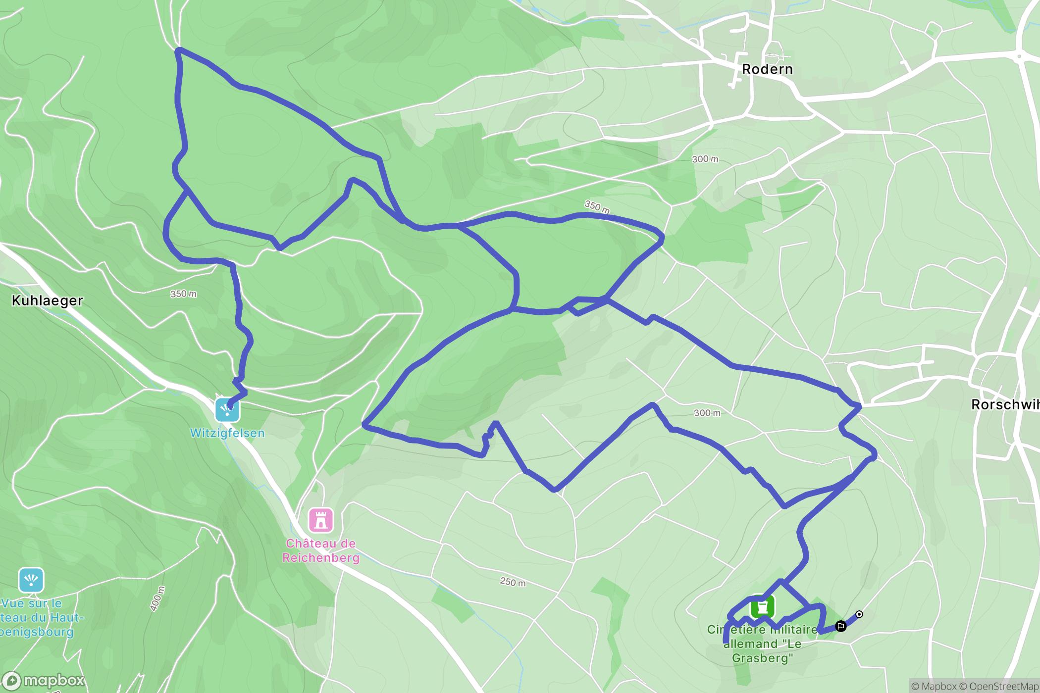 Bergheim : carte du parcours de randonnée - France