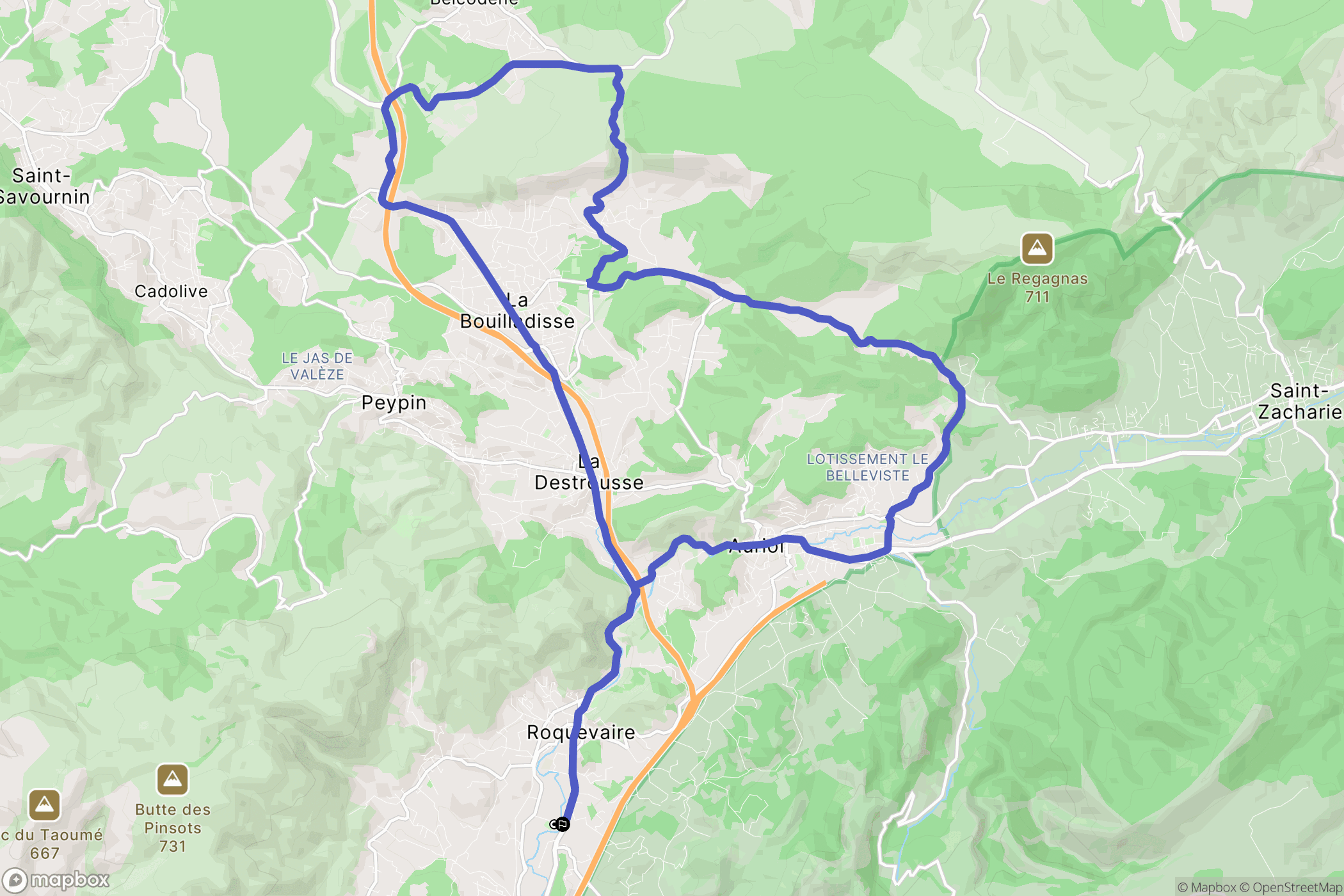 Roquevaire : carte du parcours de randonnée - France