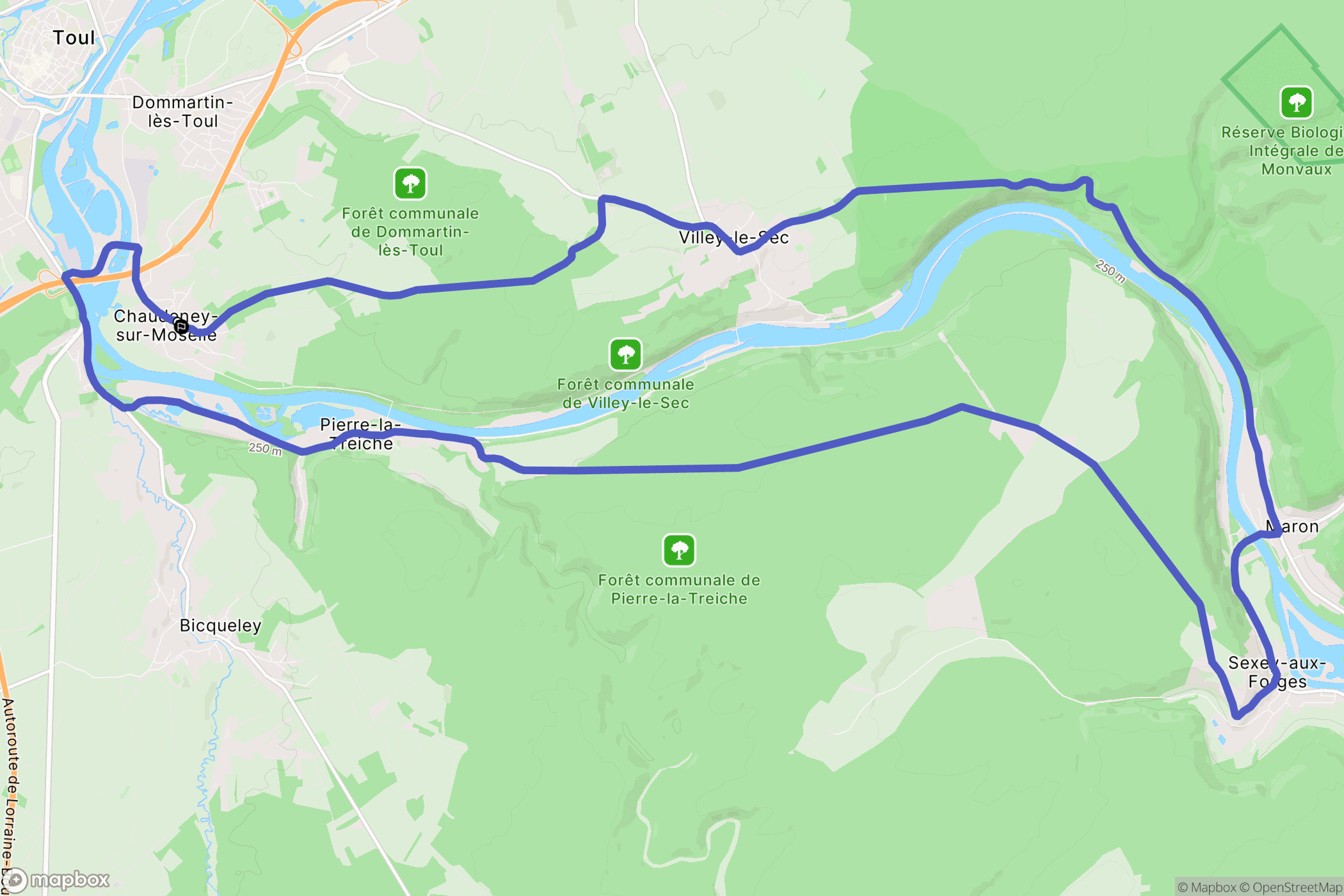 Chaudeney-sur-Moselle : carte du parcours de randonnée - France