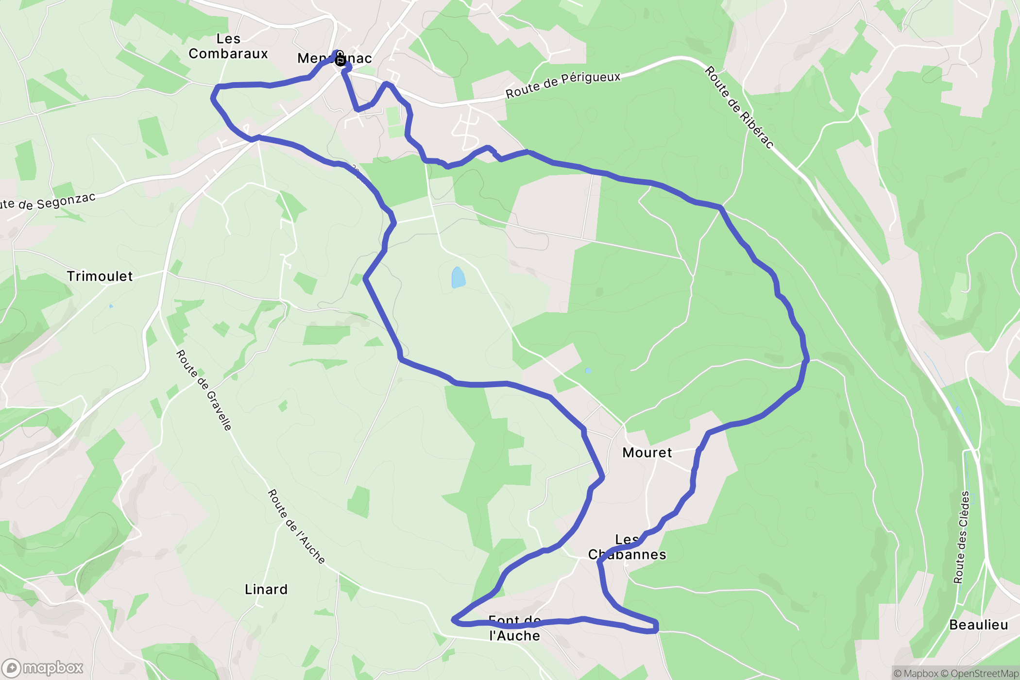 Mensignac : carte du parcours de randonnée - France