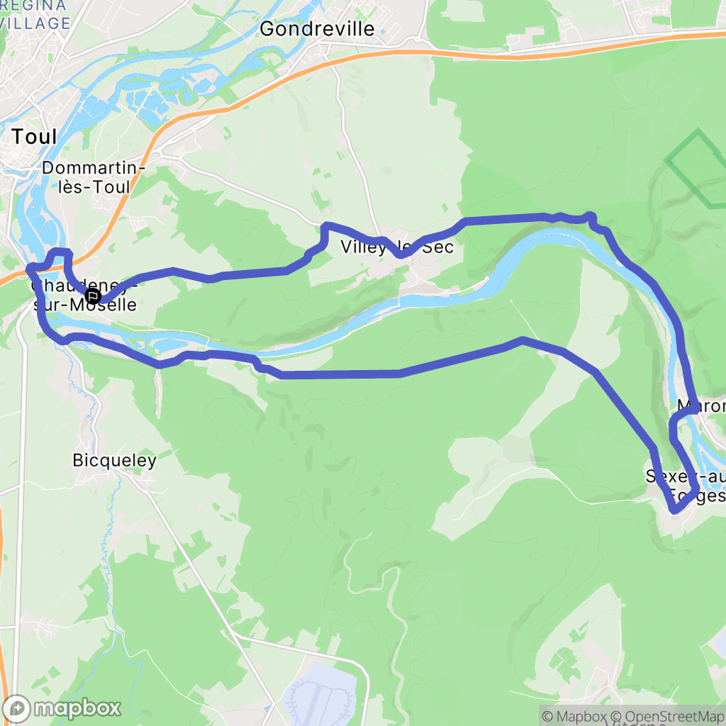 Chaudeney-sur-Moselle : carte du parcours de randonnée - France