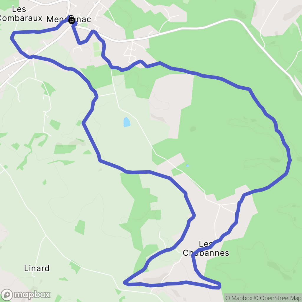 Mensignac : carte du parcours de randonnée - France