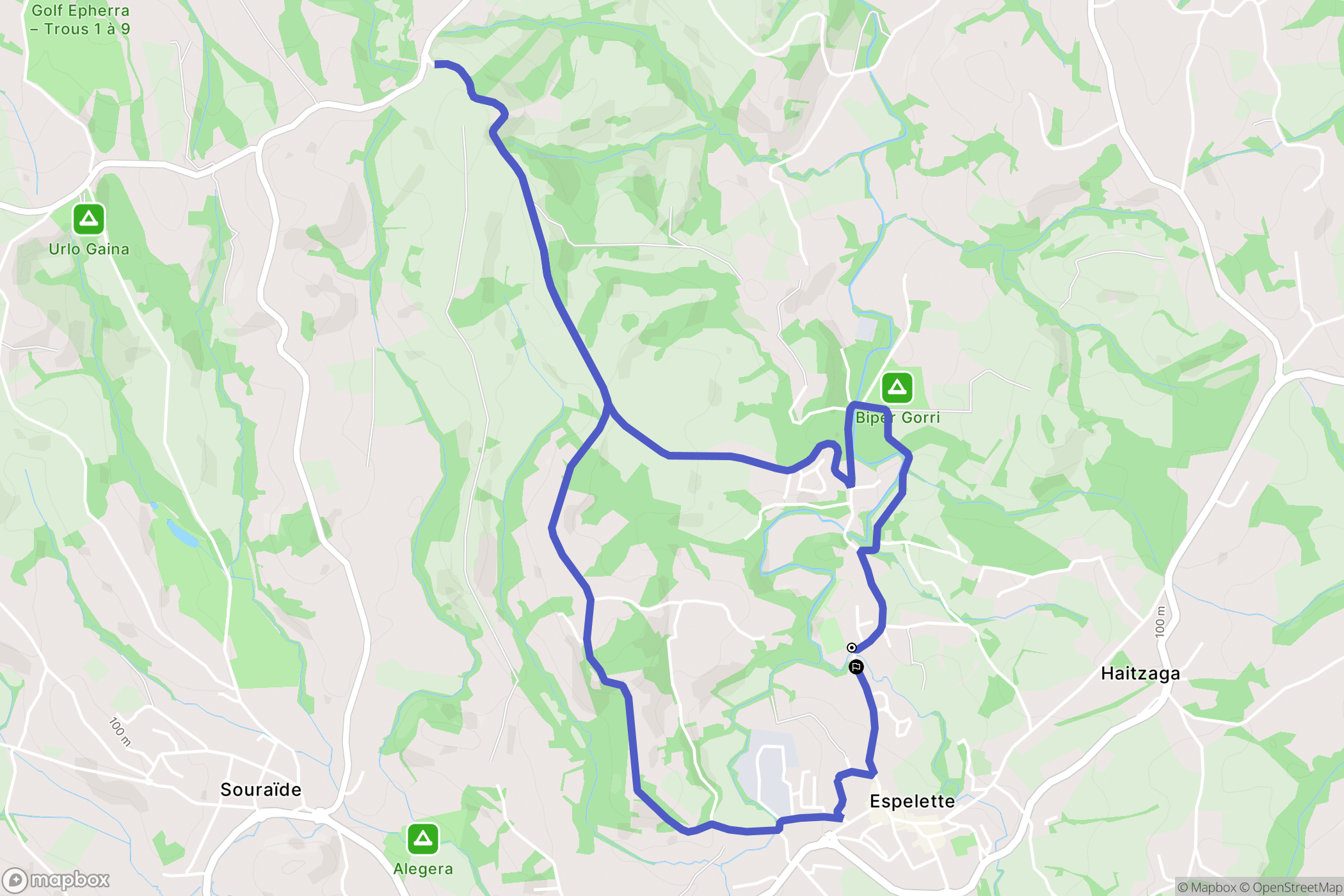 Espelette : carte du parcours de randonnée - France