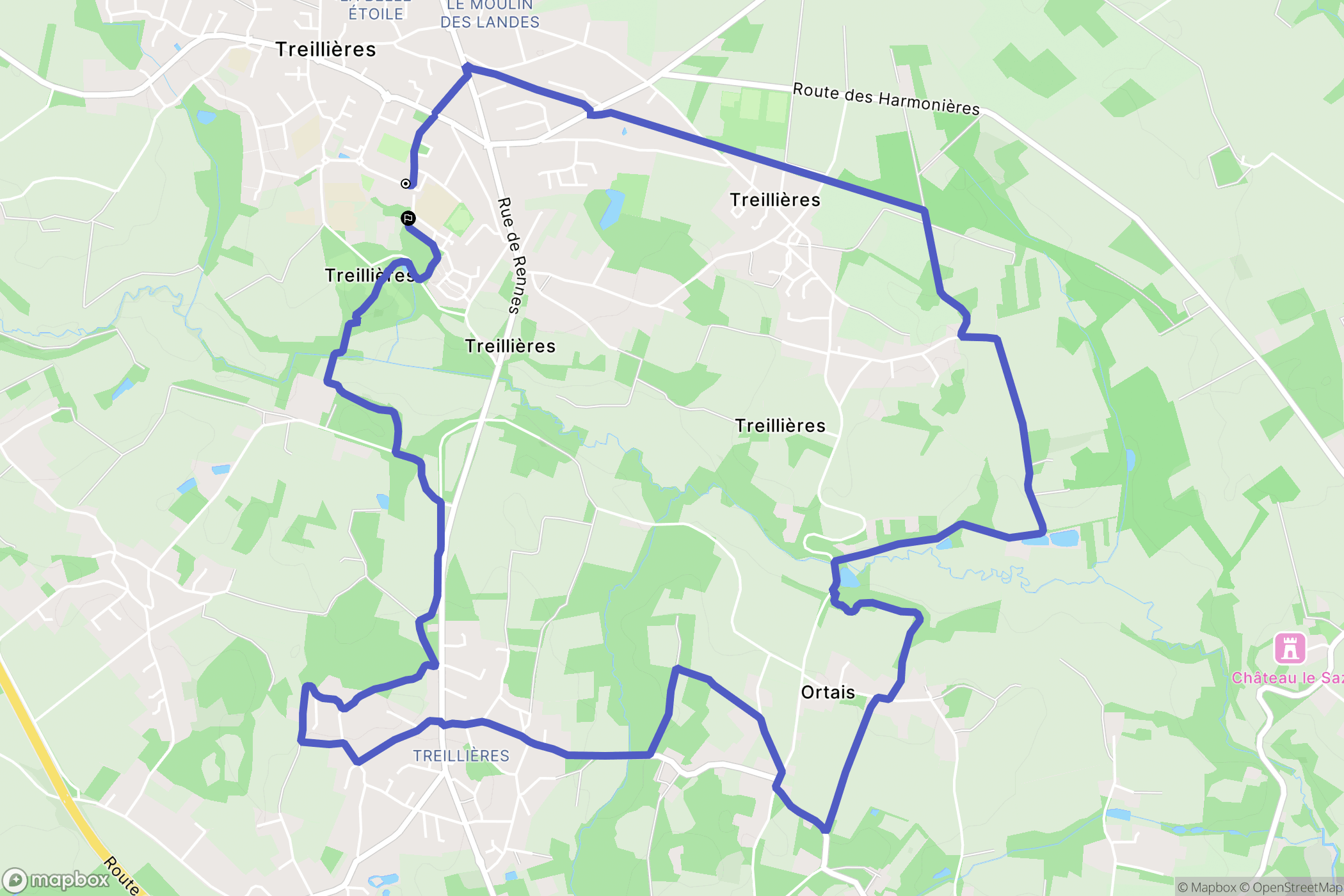 Treillières : carte du parcours de randonnée - France