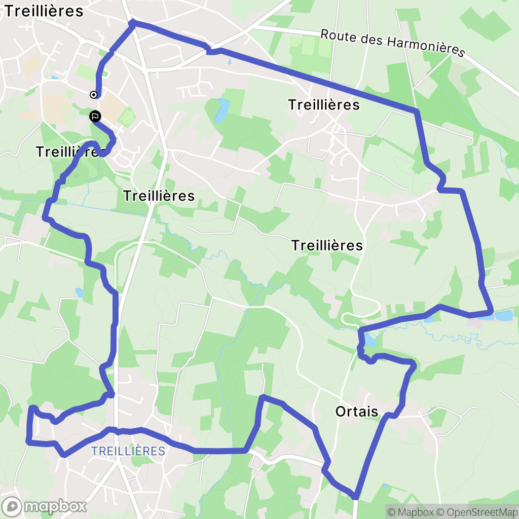 Treillières : carte du parcours de randonnée - France
