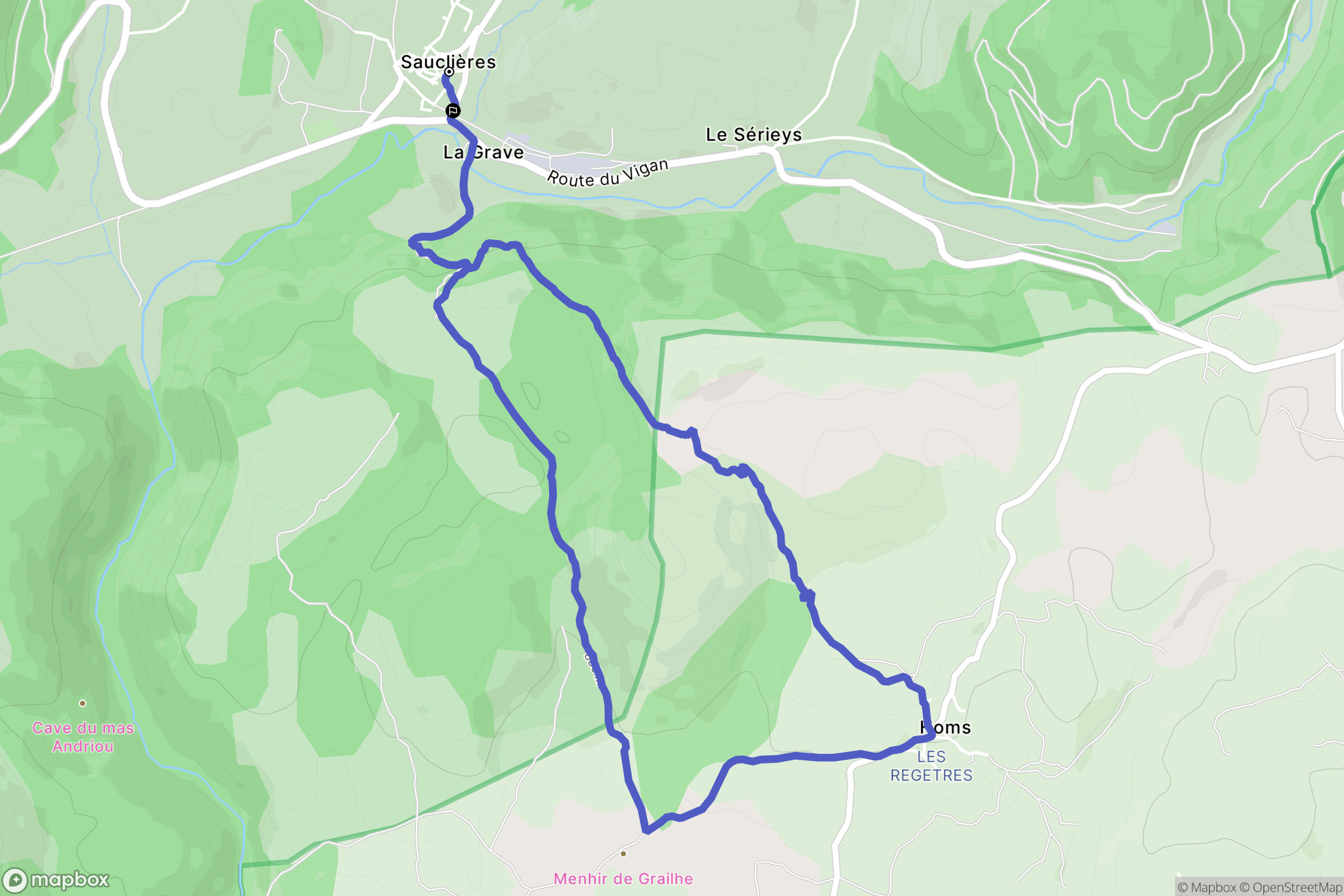 Sauclières : carte du parcours de randonnée - France
