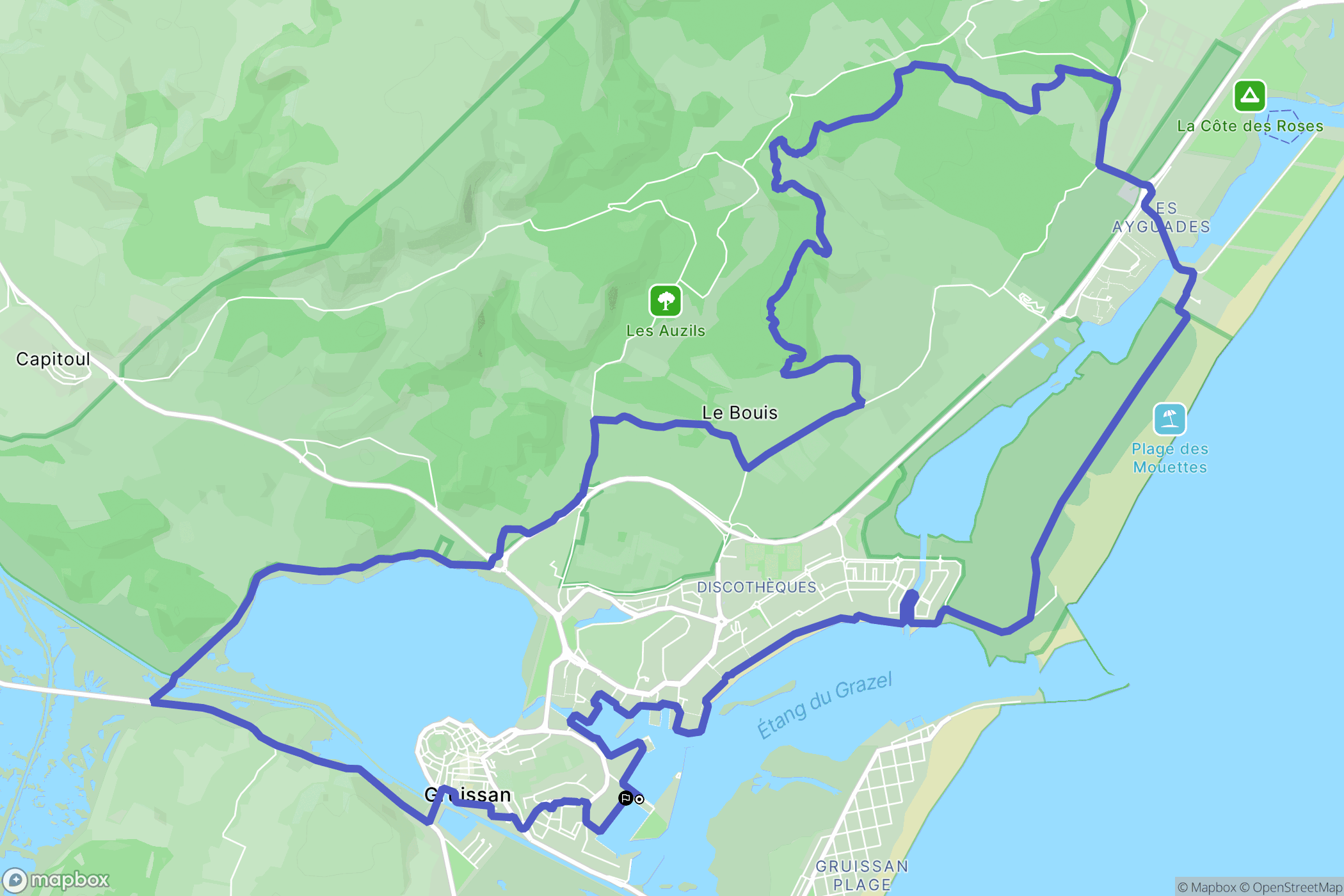 Gruissan : carte du parcours de randonnée - France