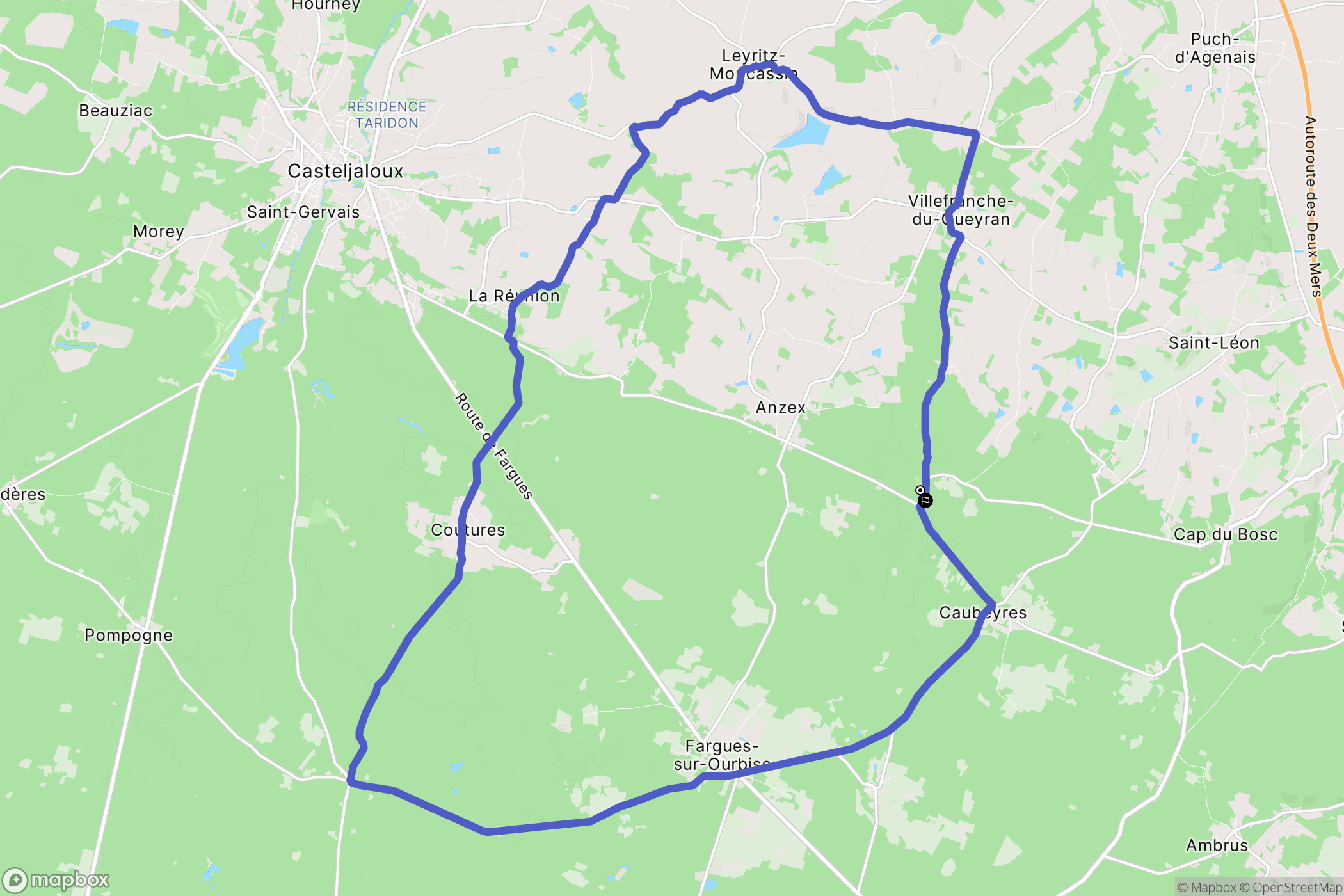 Anzex : carte du parcours de randonnée - France