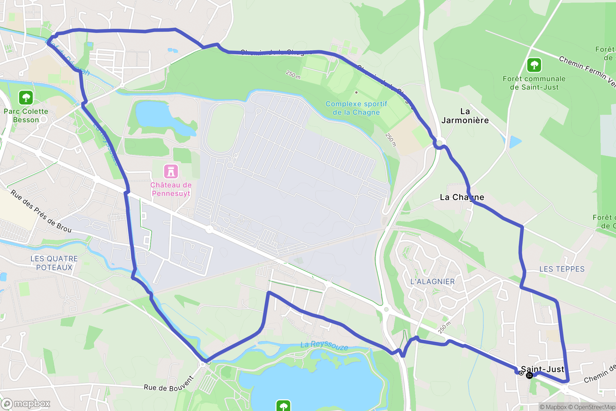 Saint-Just : carte du parcours de randonnée - France