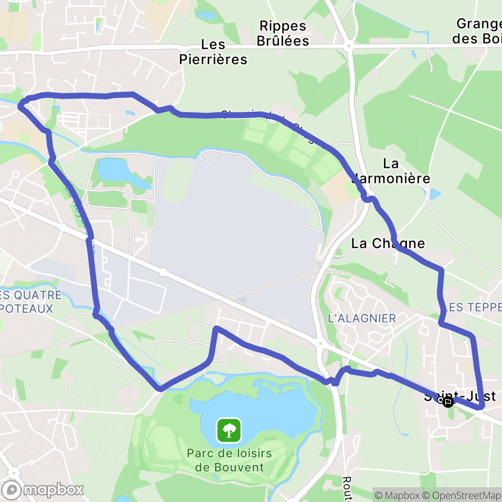 Saint-Just : carte du parcours de randonnée - France