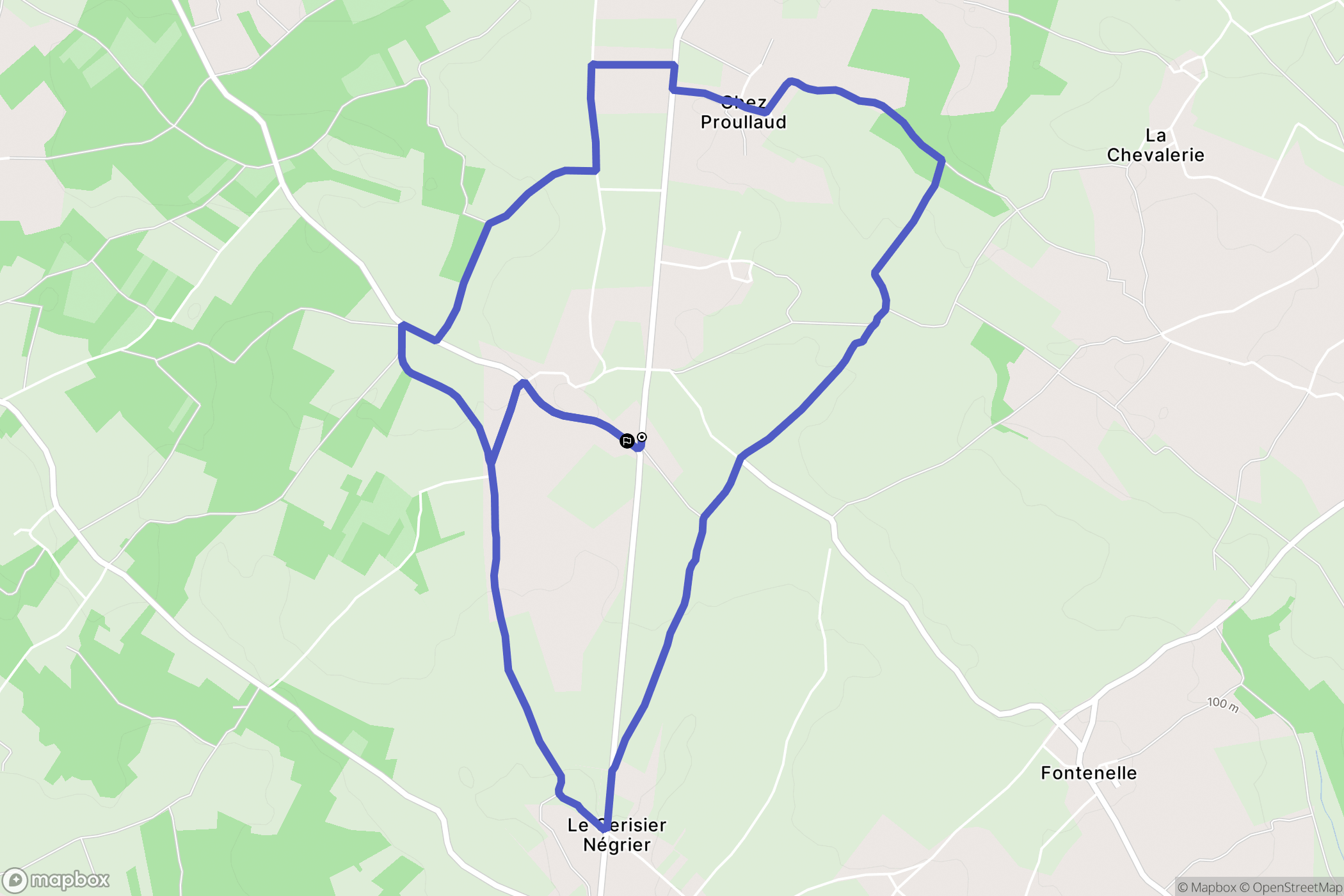 Échallat : carte du parcours de randonnée - France