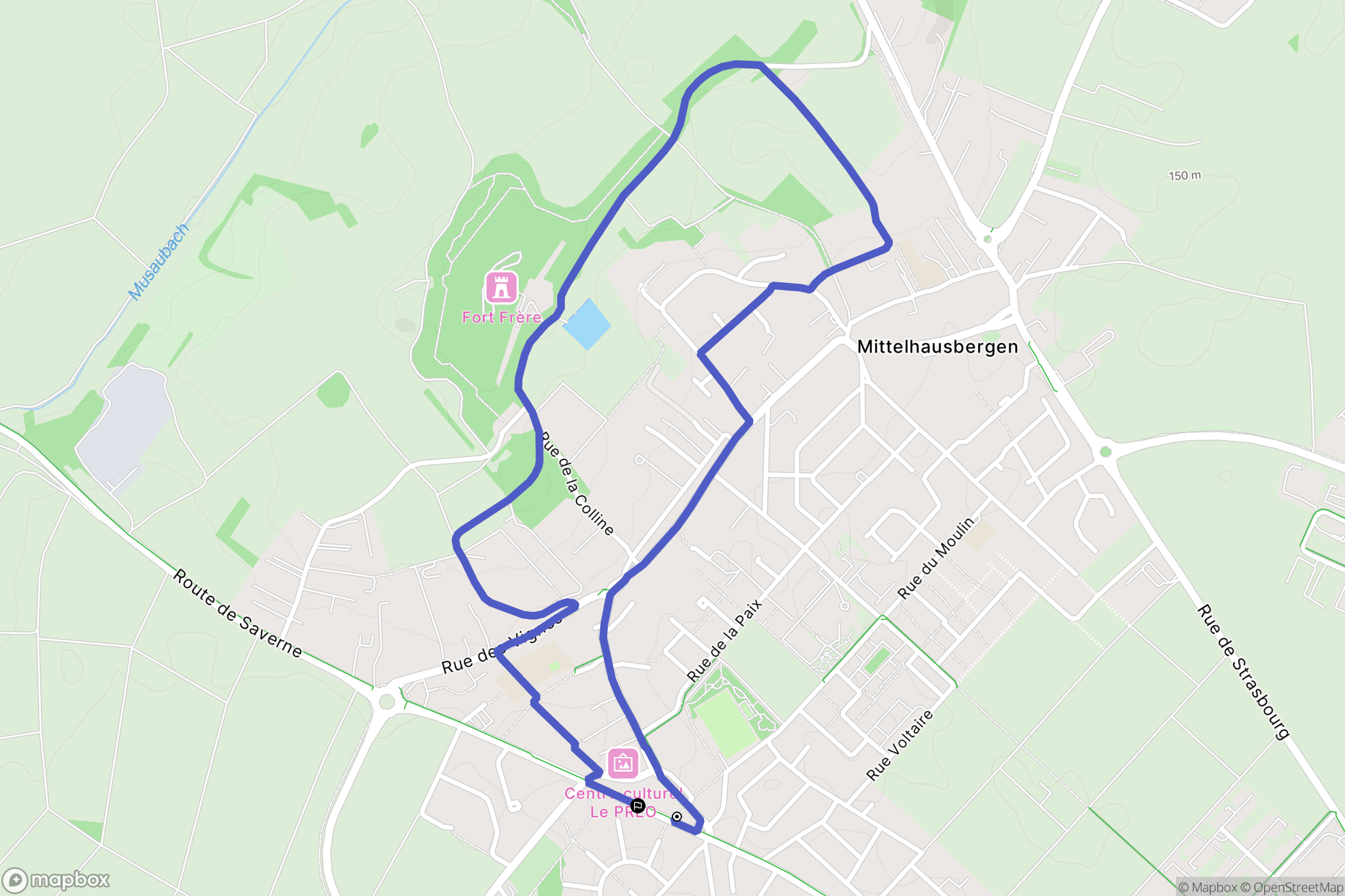 Oberhausbergen : carte du parcours de randonnée - France