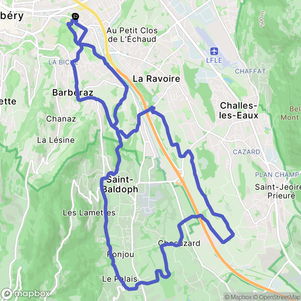 Barberaz : carte du parcours de randonnée - France