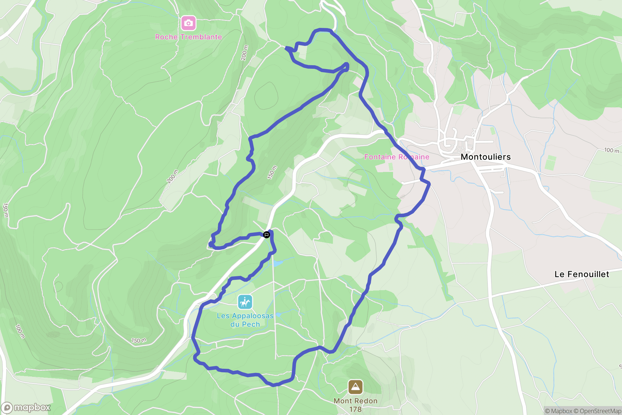 Montouliers : carte du parcours de randonnée - France