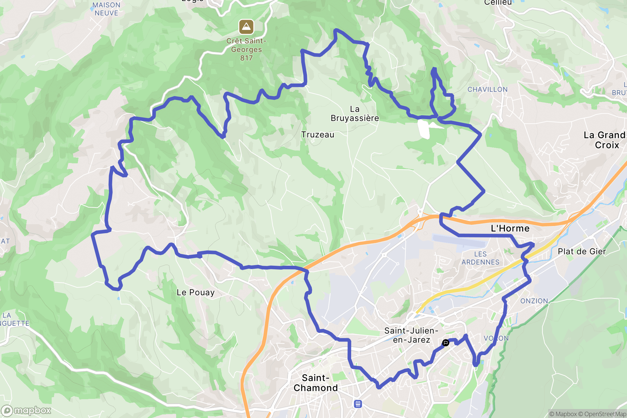 Saint-Chamond : carte du parcours de randonnée - France