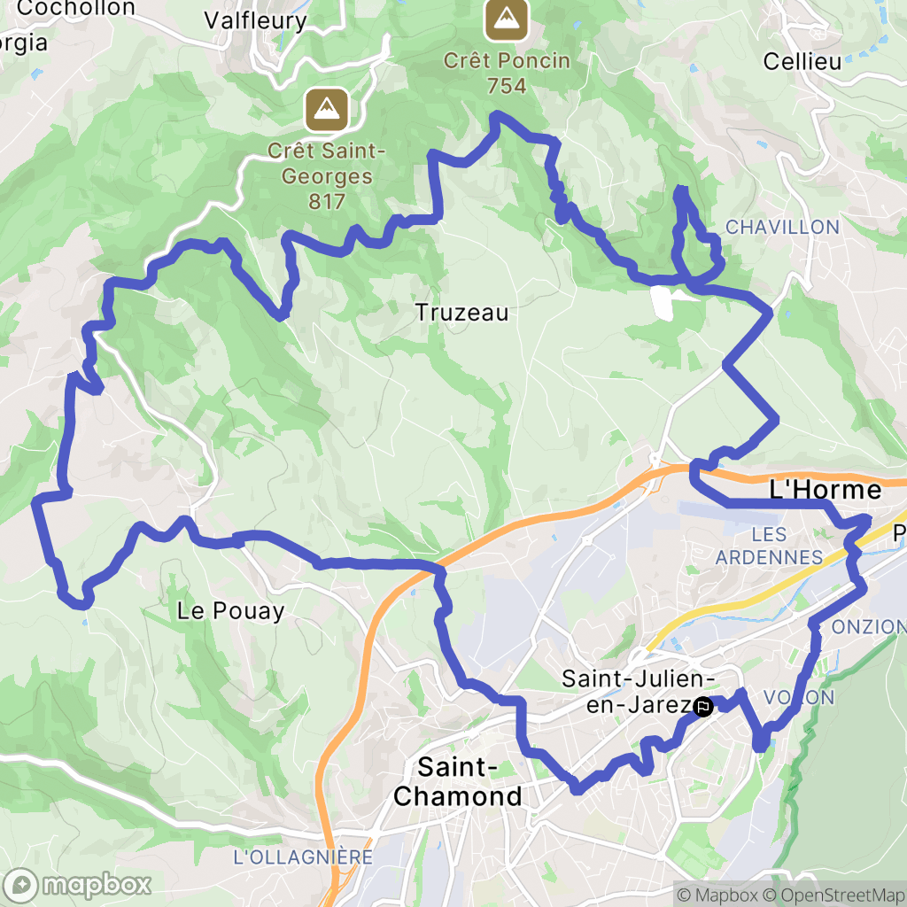 Saint-Chamond : carte du parcours de randonnée - France