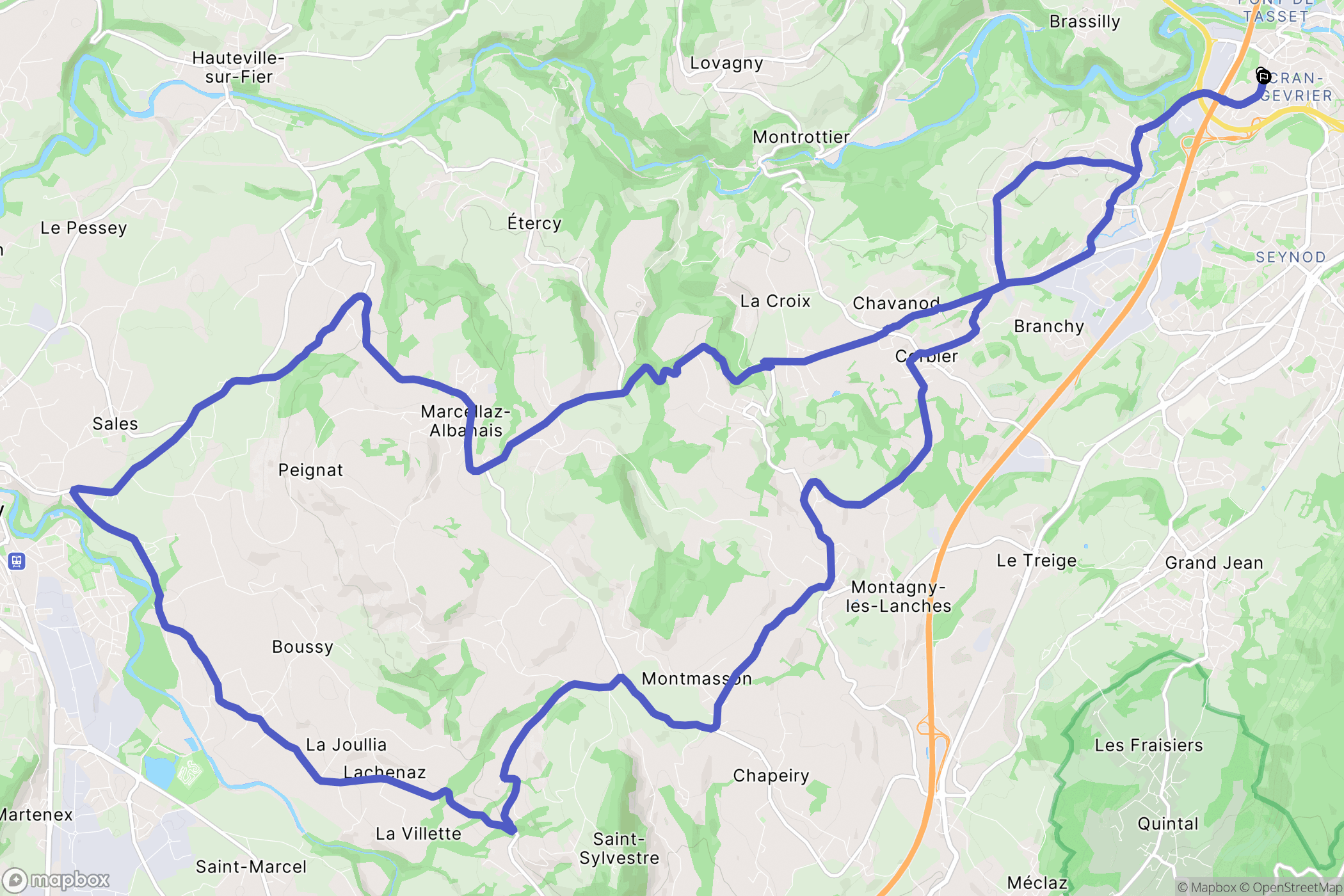 Annecy : carte du parcours de randonnée - France