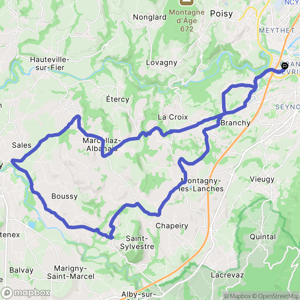 Annecy : carte du parcours de randonnée - France