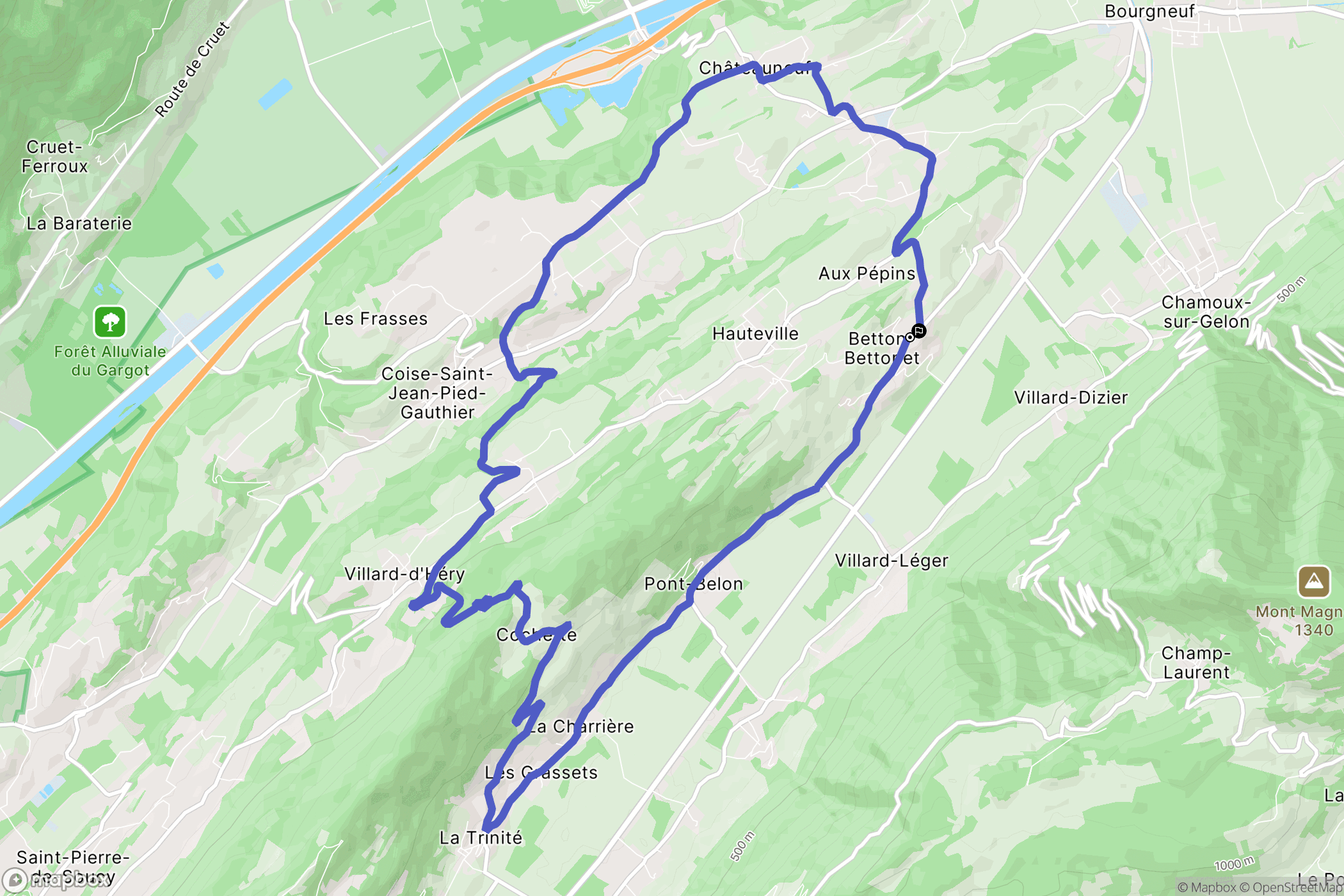 Betton-Bettonet : carte du parcours de randonnée - France