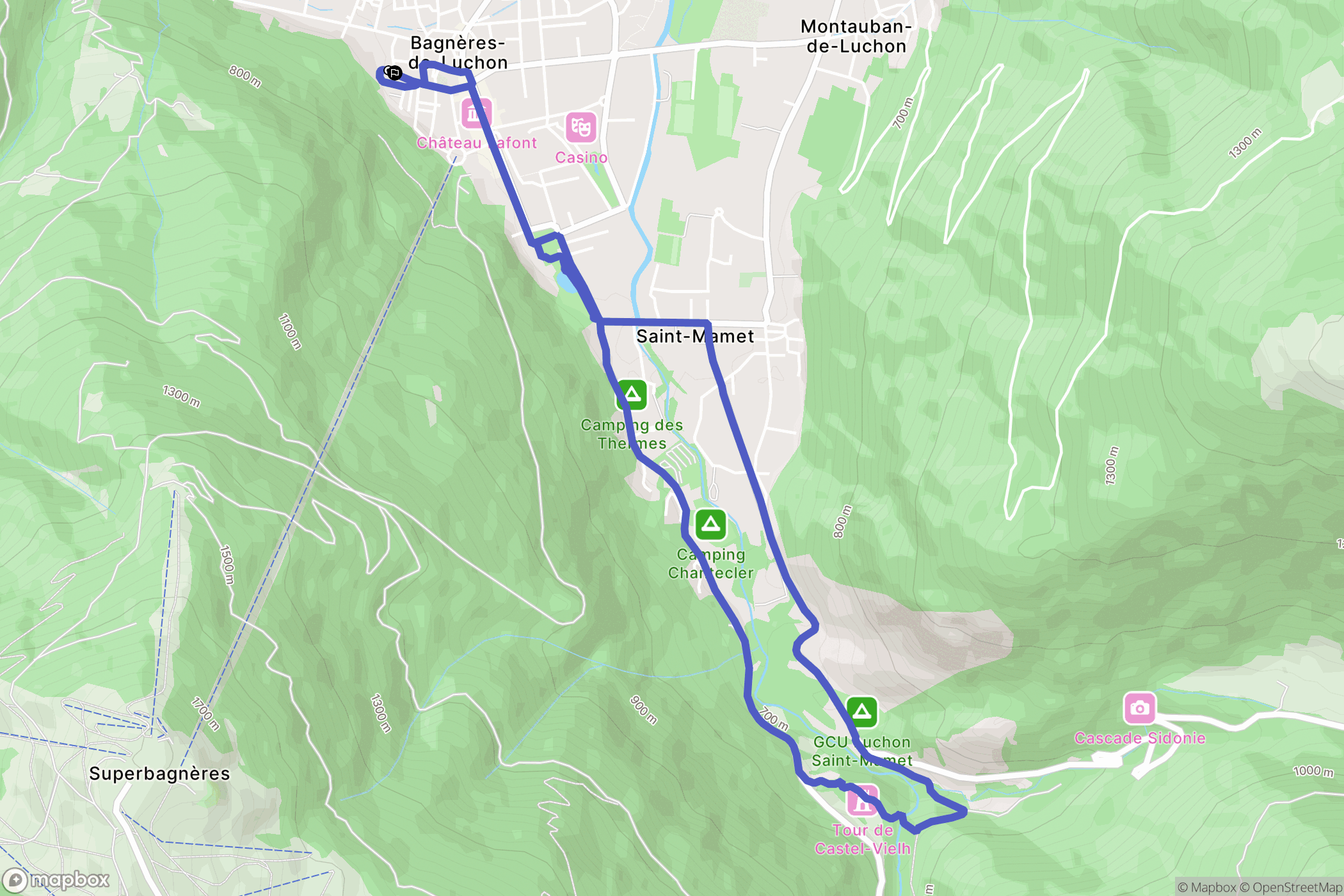 Bagnères-de-Luchon : carte du parcours de randonnée - France