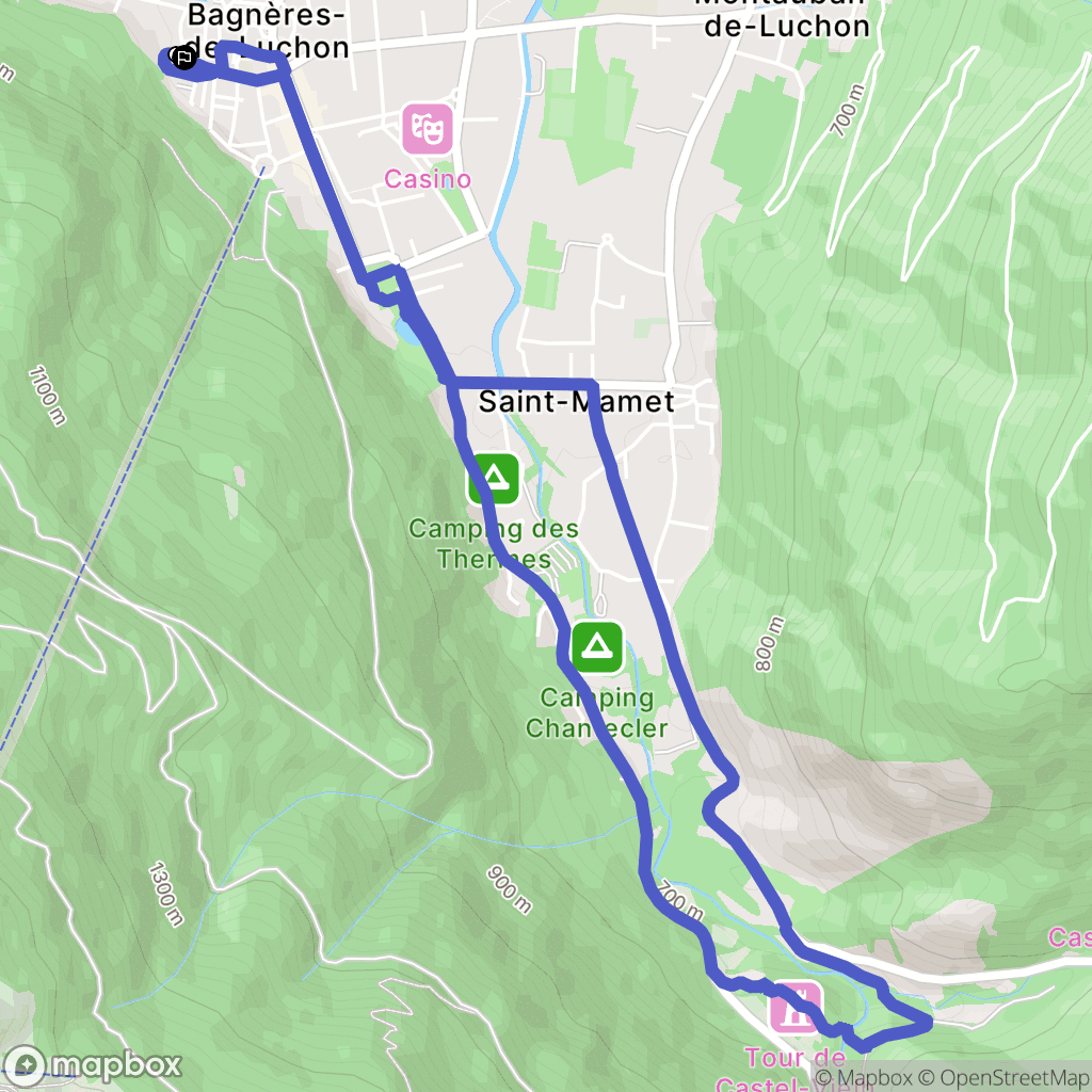 Bagnères-de-Luchon : carte du parcours de randonnée - France
