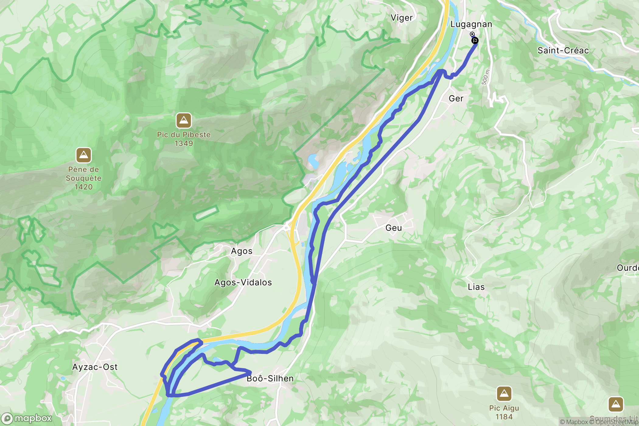 Lugagnan : carte du parcours de randonnée - France