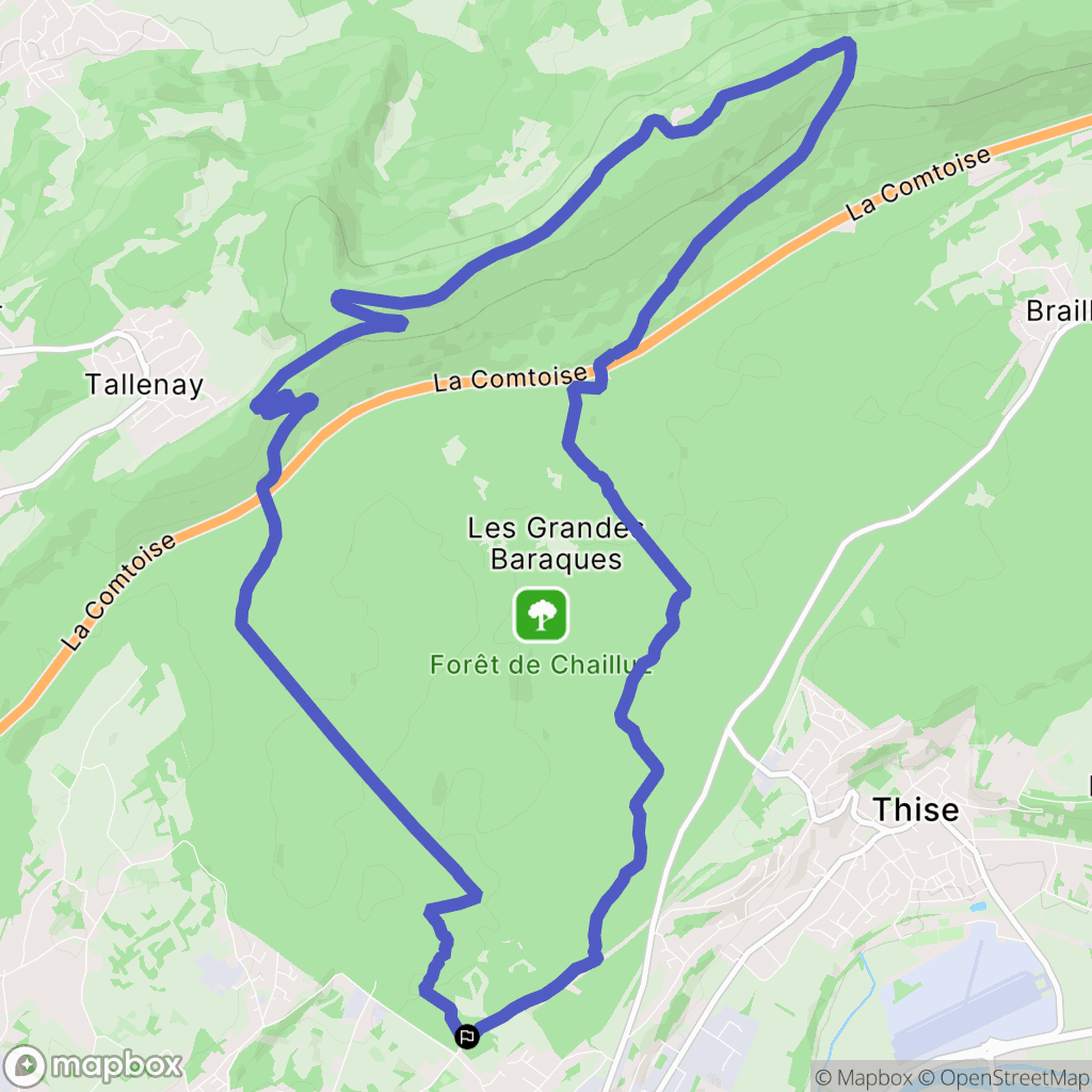 Besançon : carte du parcours de randonnée - France