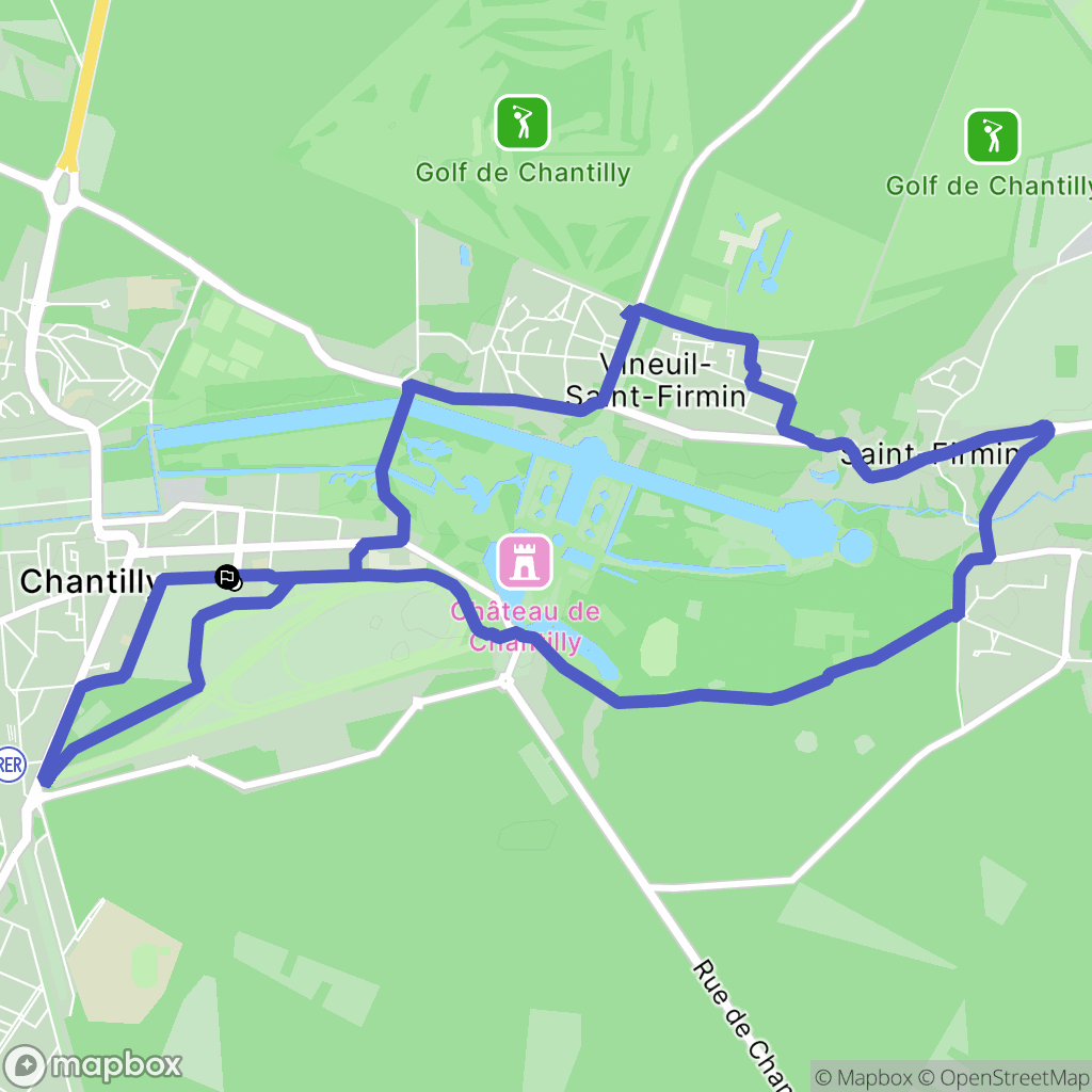 Chantilly : carte du parcours de randonnée - France