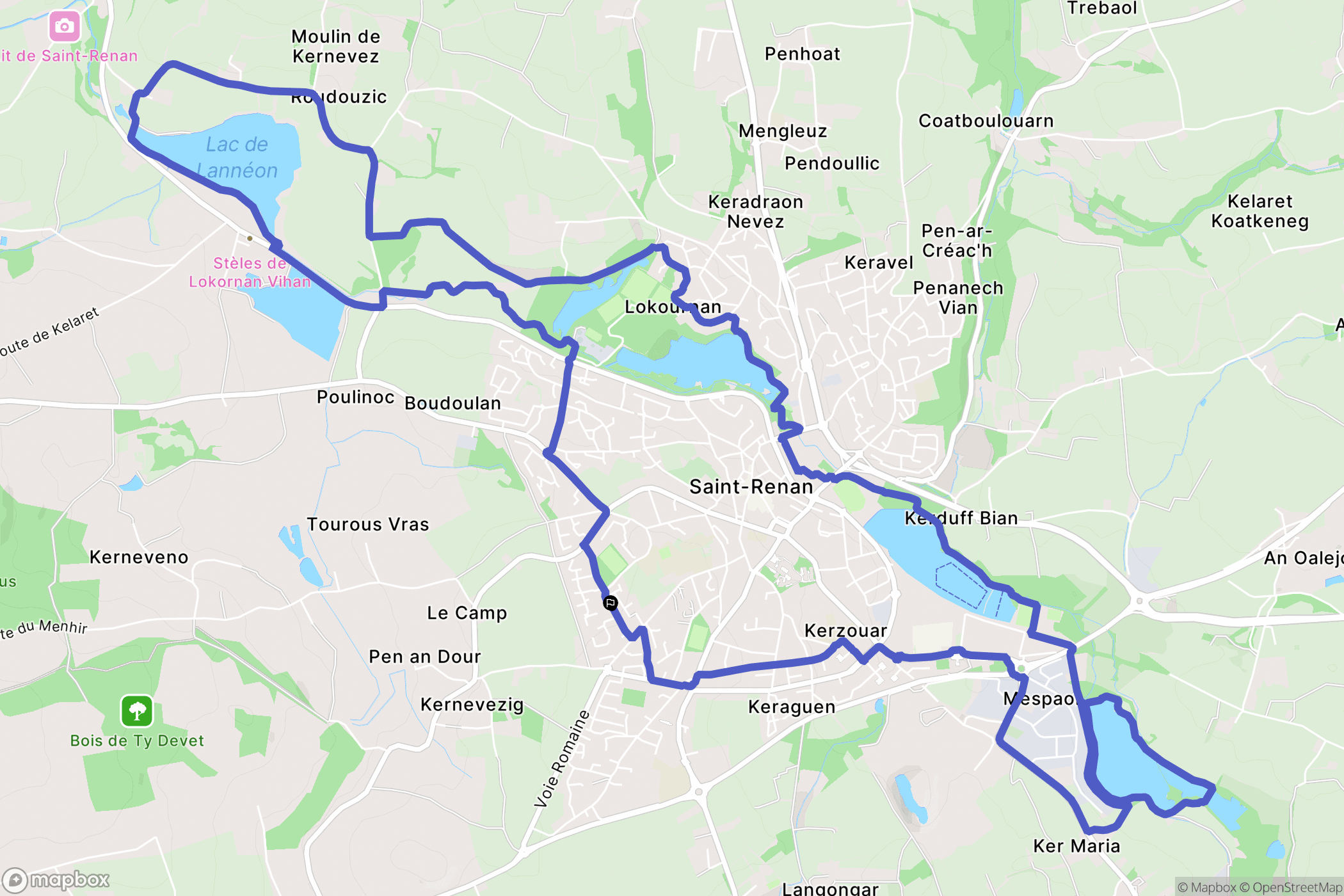 Saint-Renan : carte du parcours de randonnée - France
