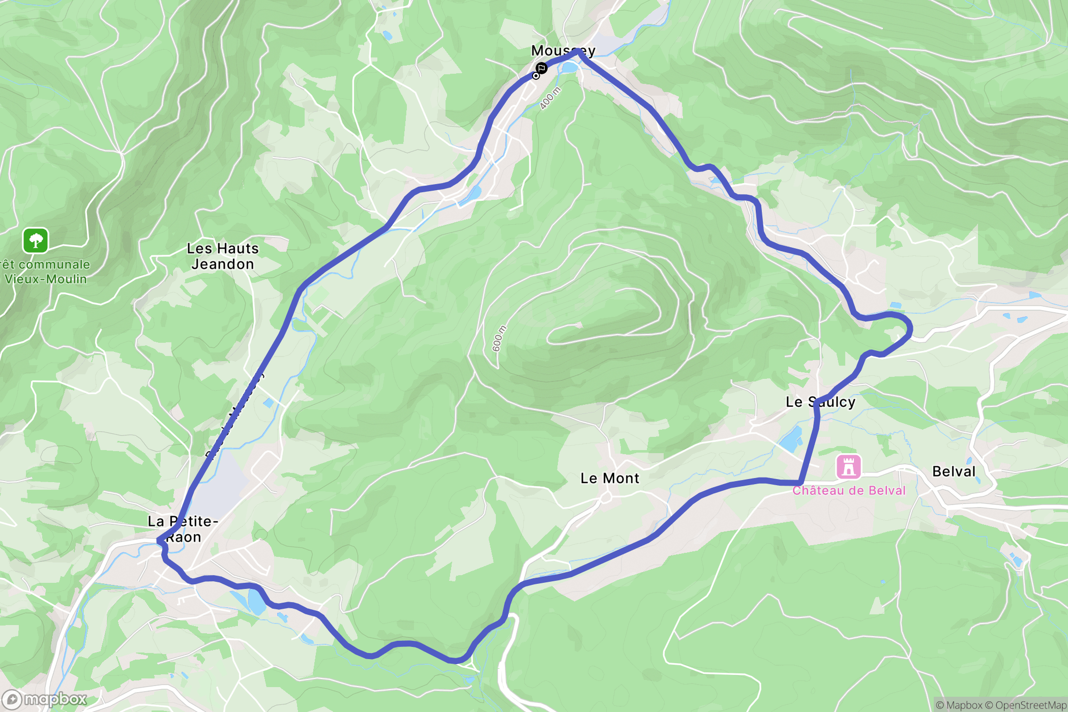 Moussey : carte du parcours de randonnée - France