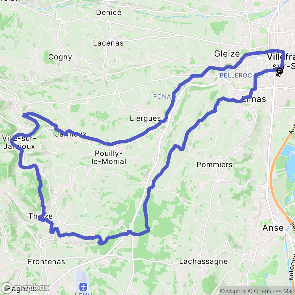 Villefranche-sur-Saône : carte du parcours de randonnée - France