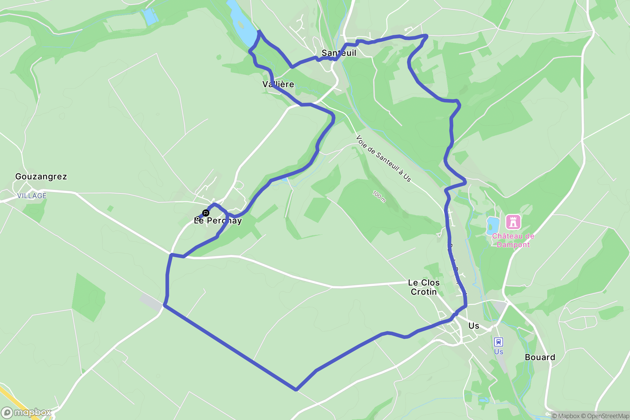 Le Perchay : carte du parcours de randonnée - France