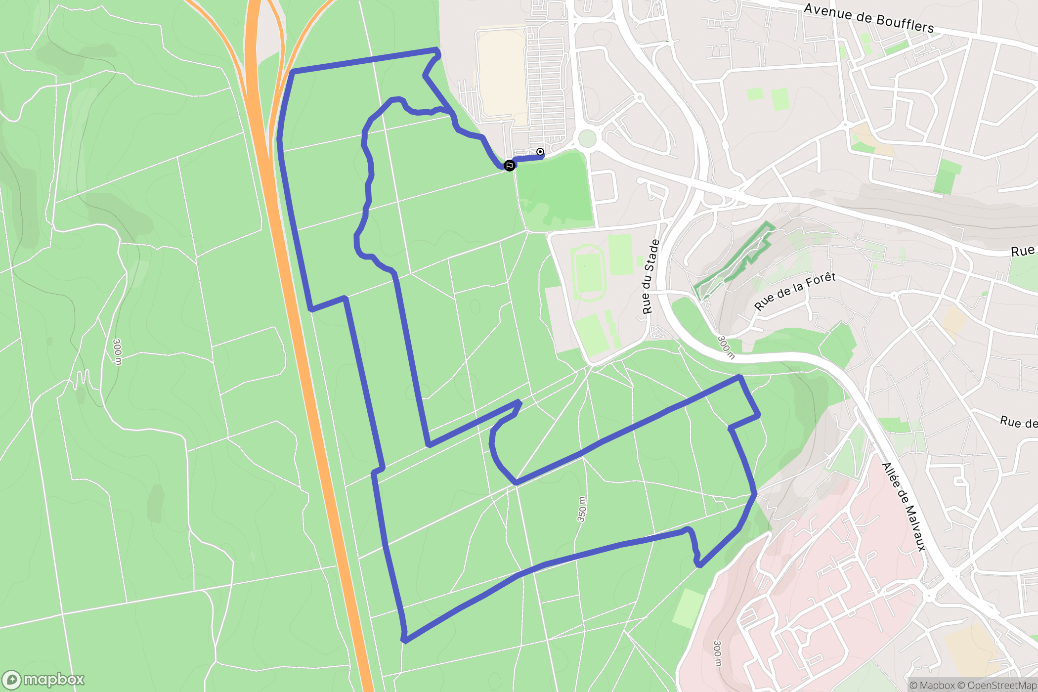 Laxou : carte du parcours de randonnée - France