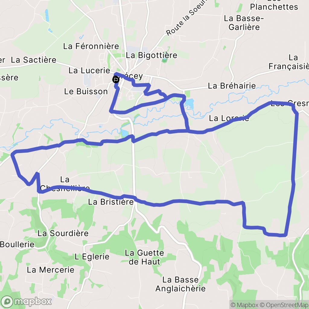 Brécey : carte du parcours de randonnée - France